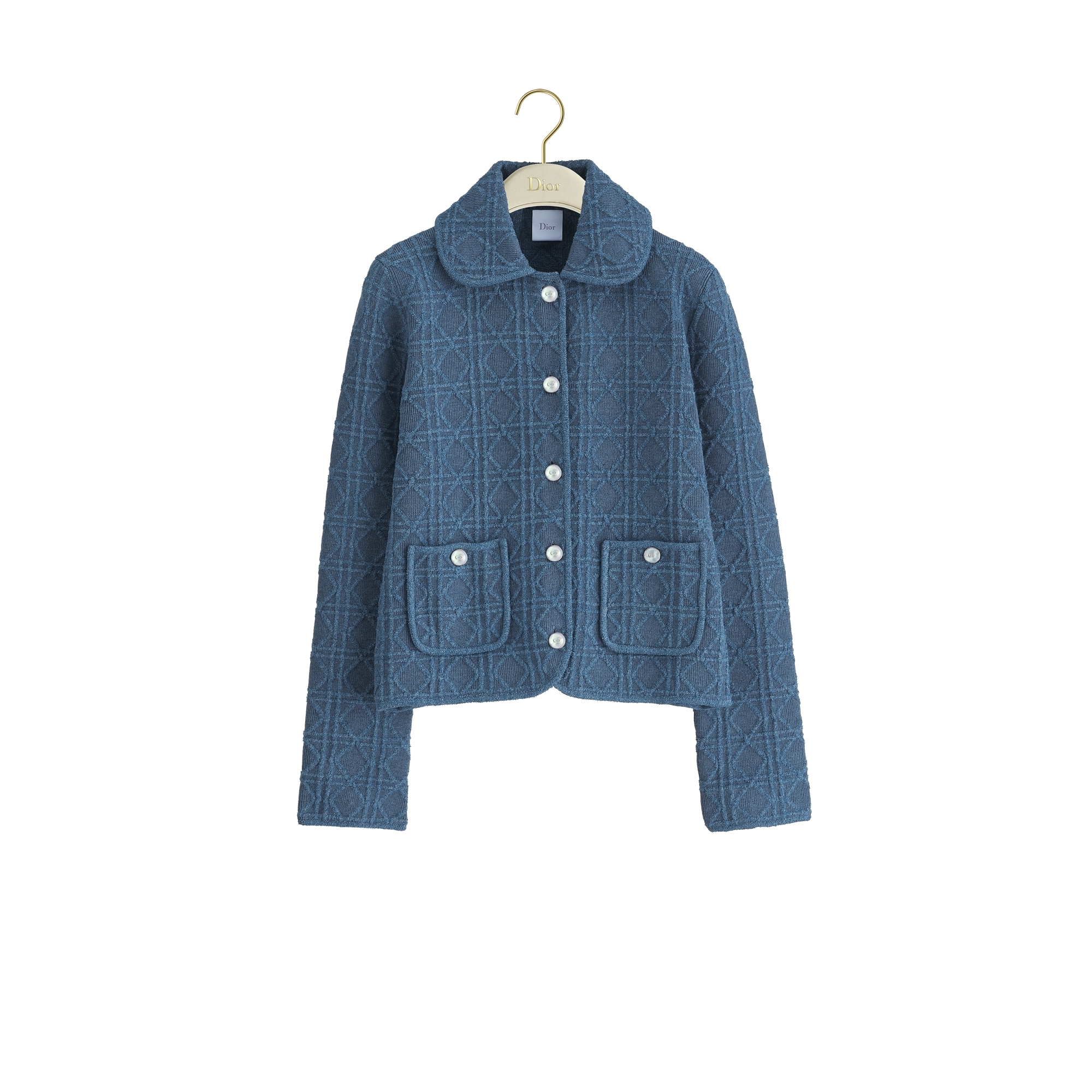 Macrocannage Regular-Fit Jacket Blue Cotton-Blend Bouclé Knit | DIOR