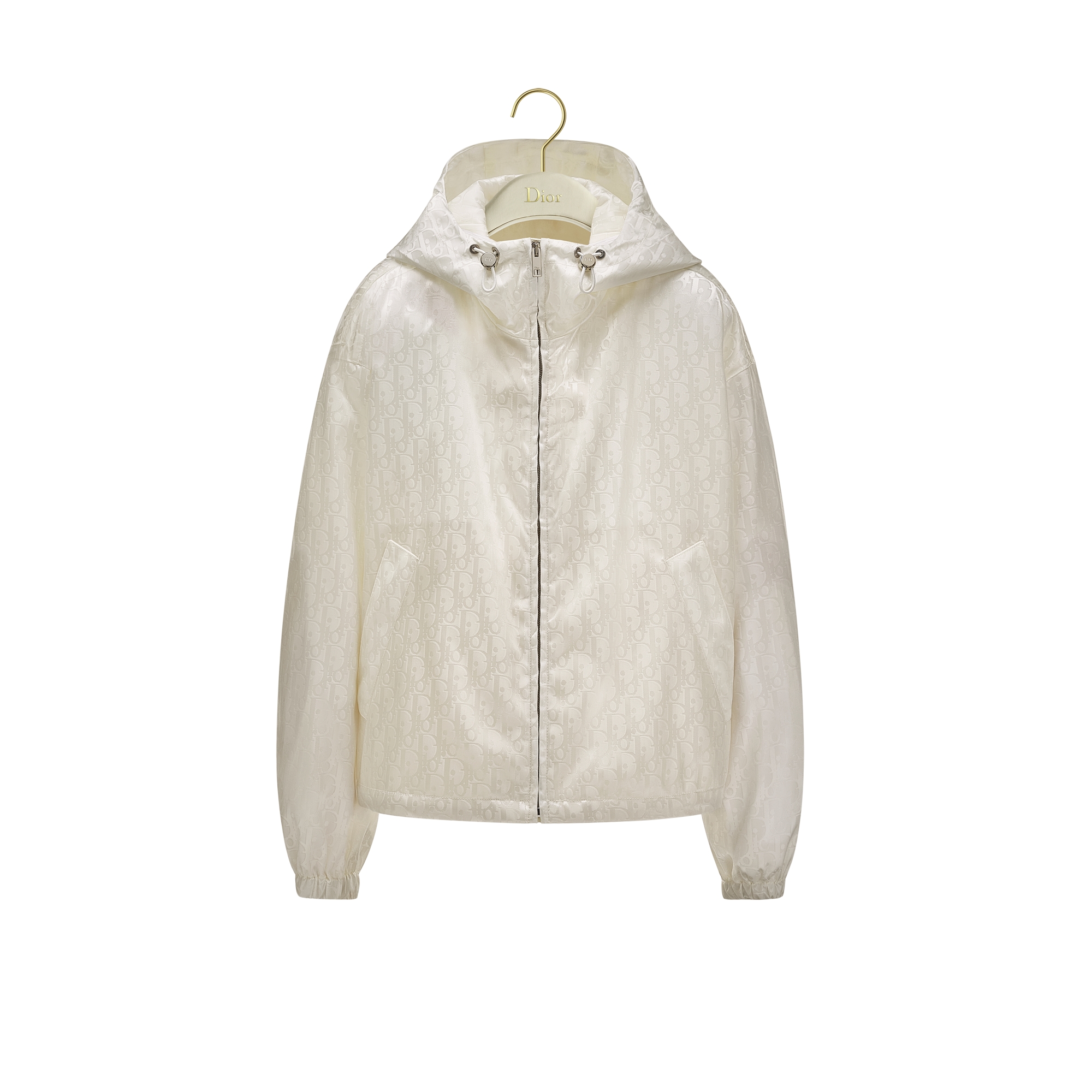 Zipped Jacket with Hood Ecru Dior Oblique Technical Fabric | DIOR