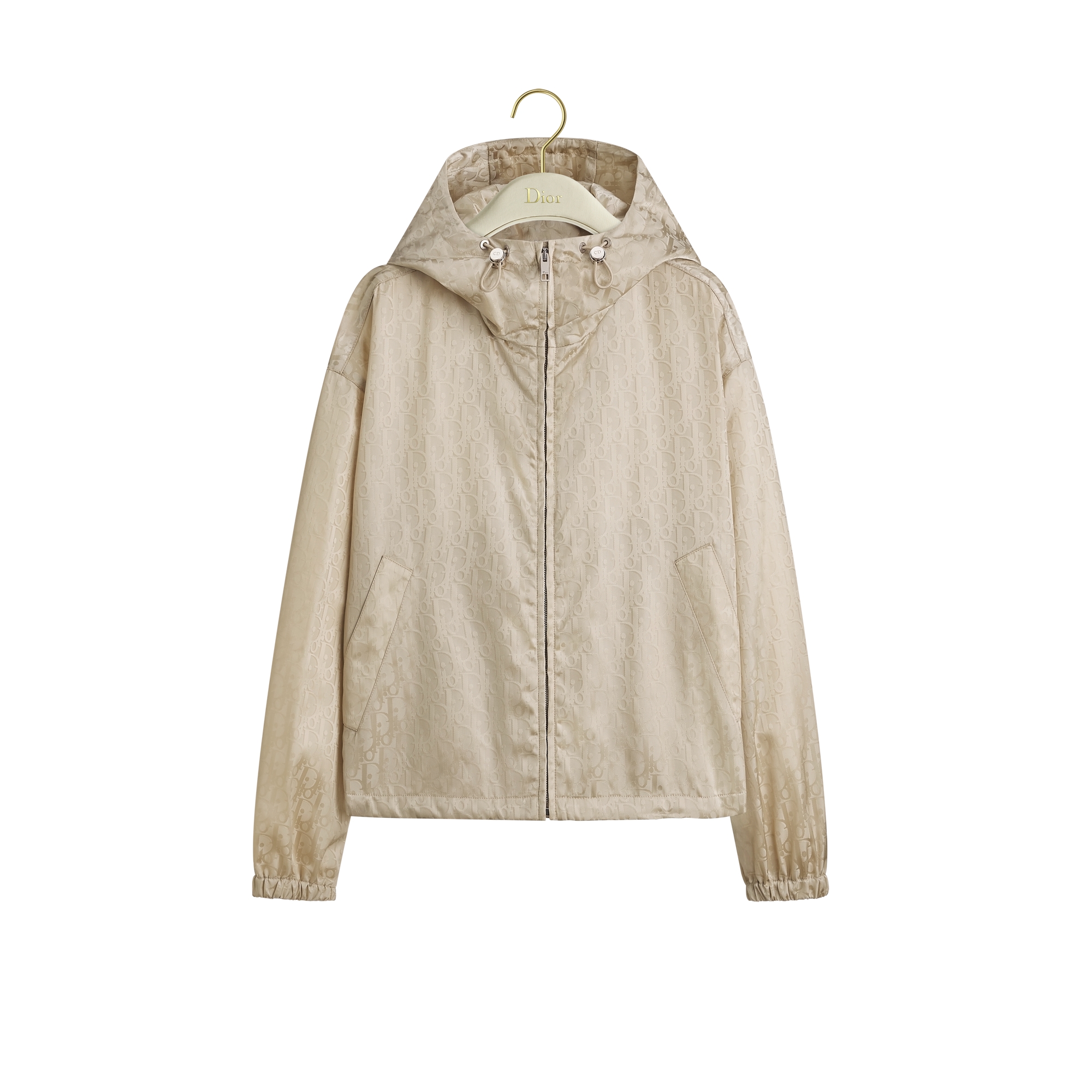 Zipped Jacket with Hood Ecru Dior Oblique Technical Fabric | DIOR
