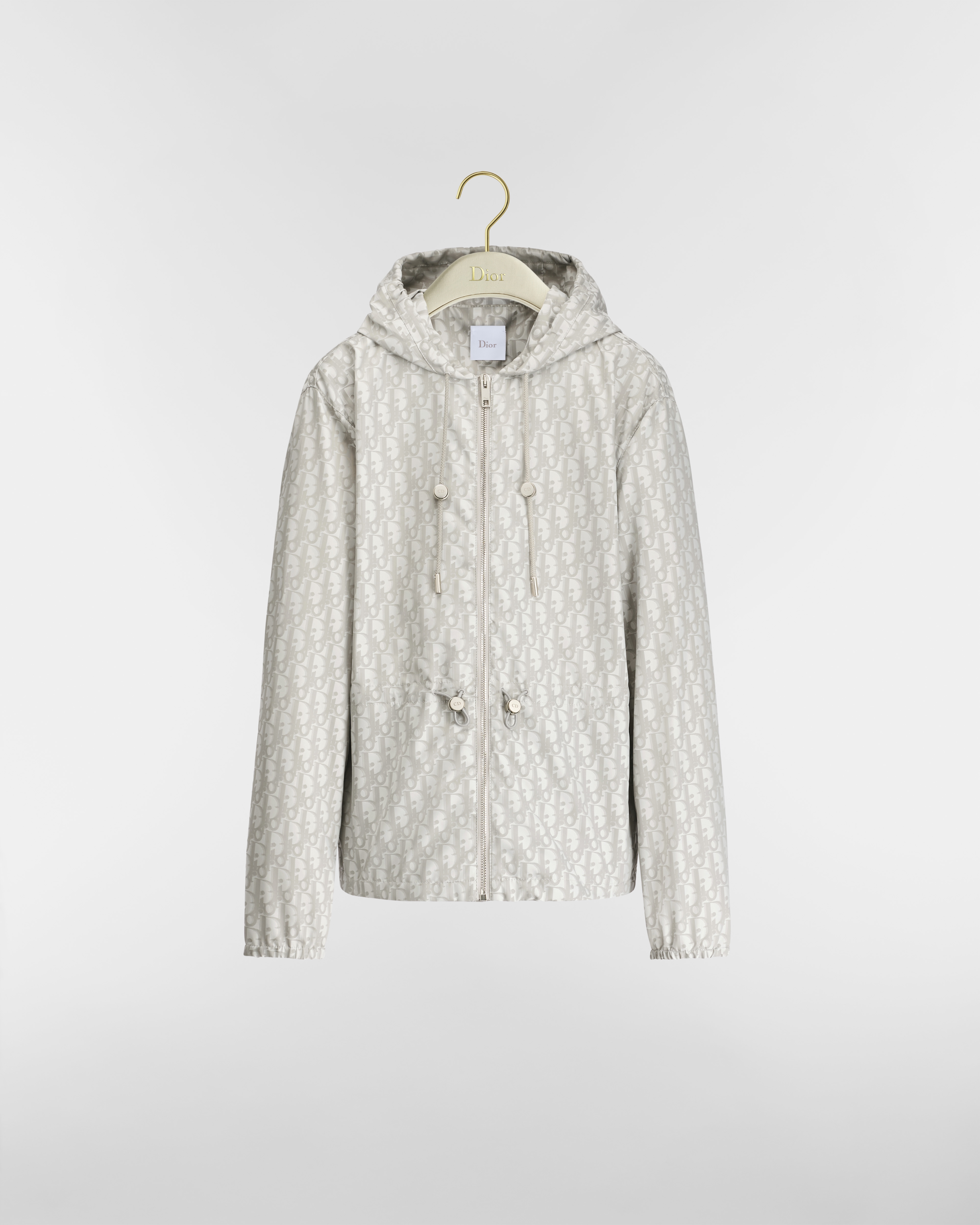 Zipped Hooded Jacket Gray Dior Oblique Technical Fabric E01