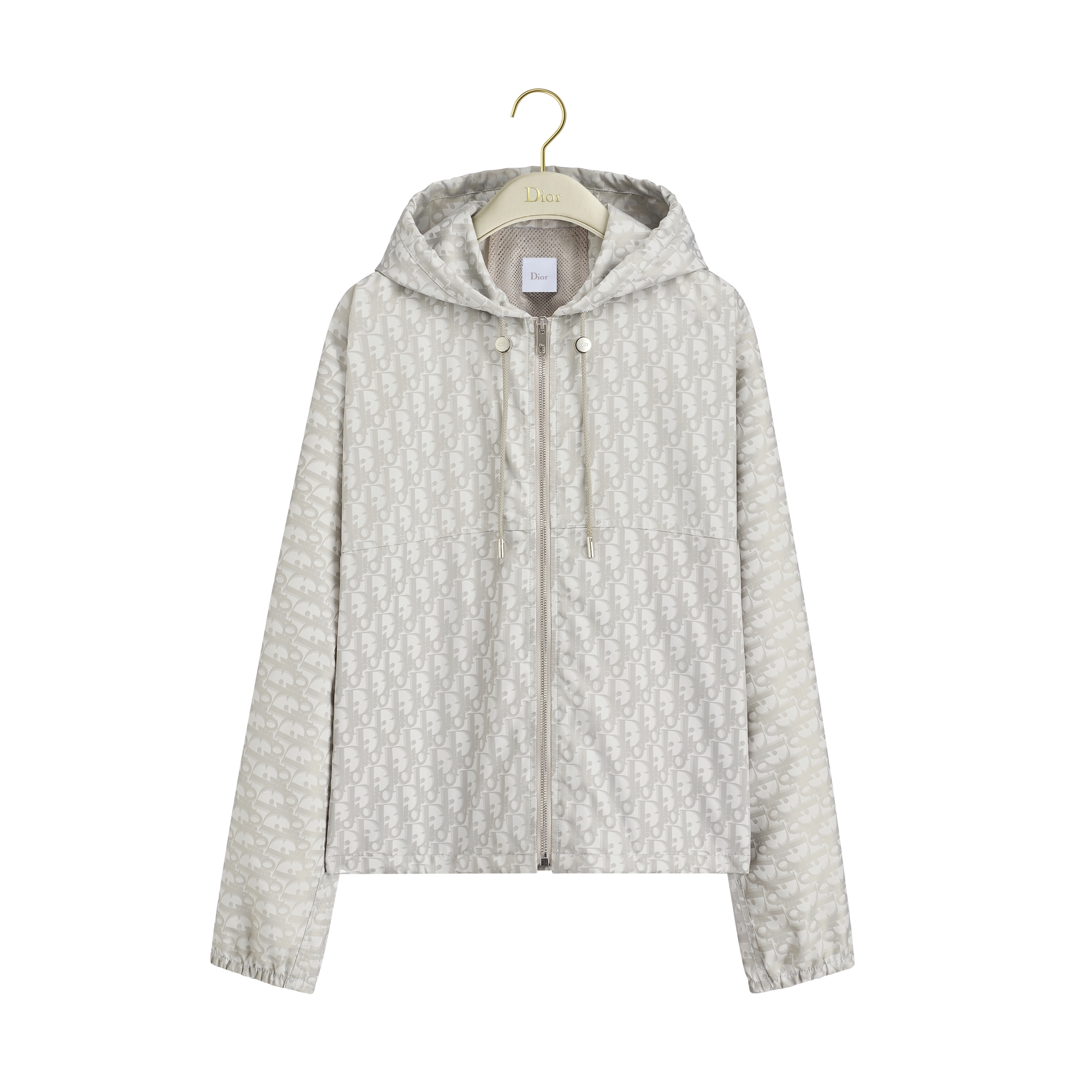 Zipped Hooded Jacket Gray Dior Oblique Technical Fabric E01