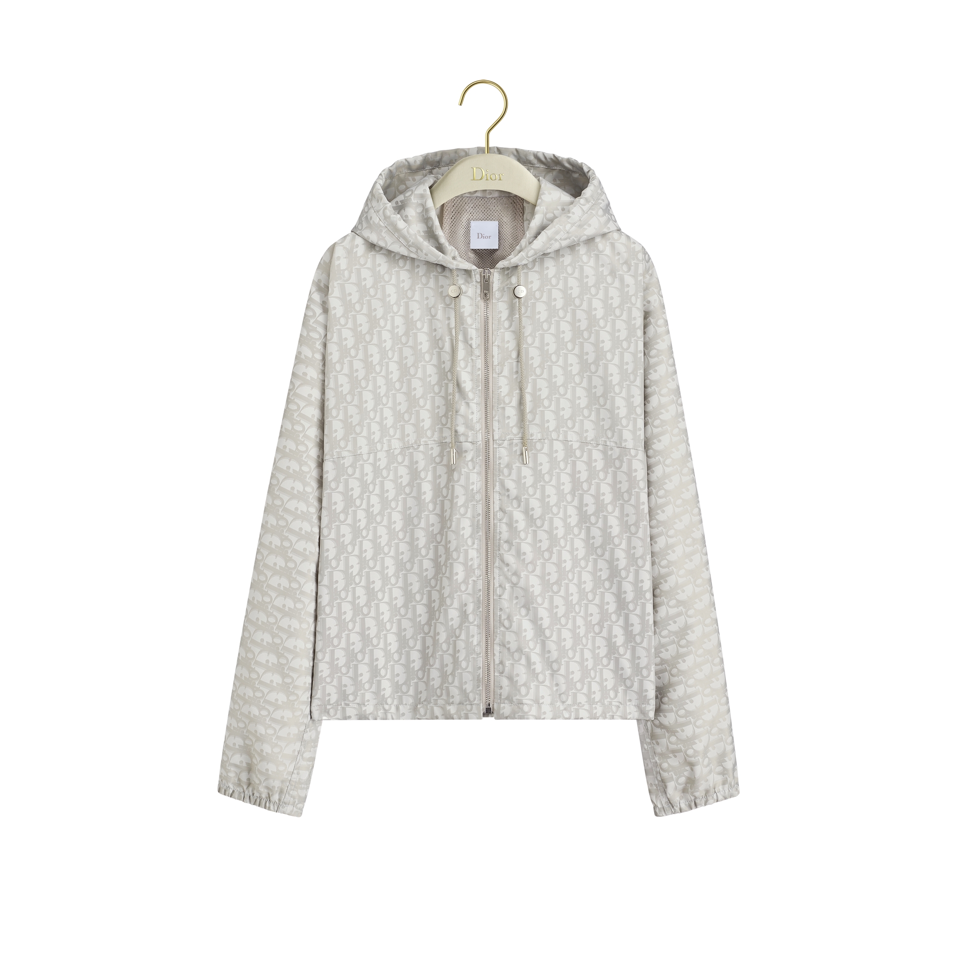 Zipped Hooded Jacket Gray Dior Oblique Technical Fabric E01