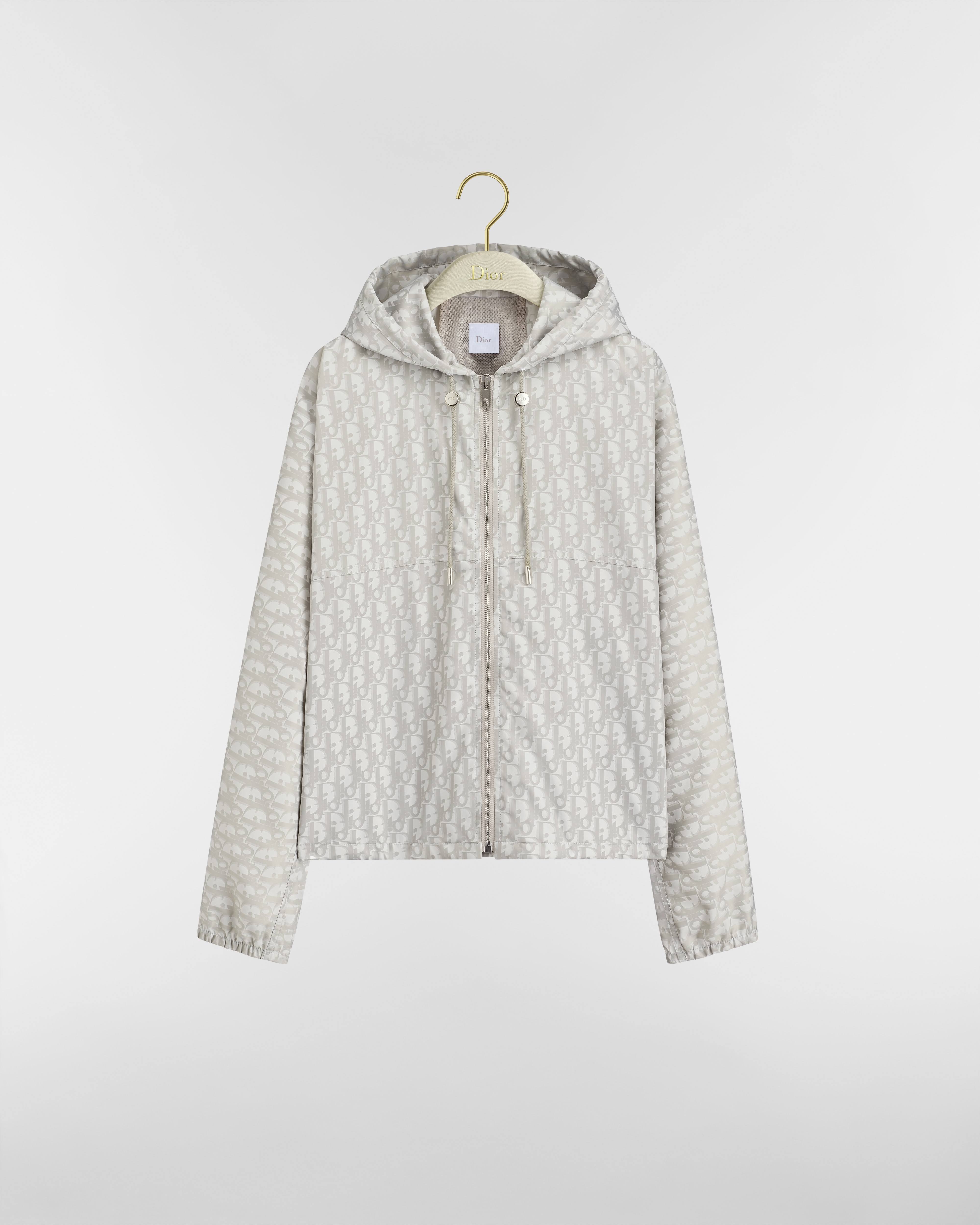 Zipped Hooded Jacket Gray Dior Oblique Technical Fabric E01
