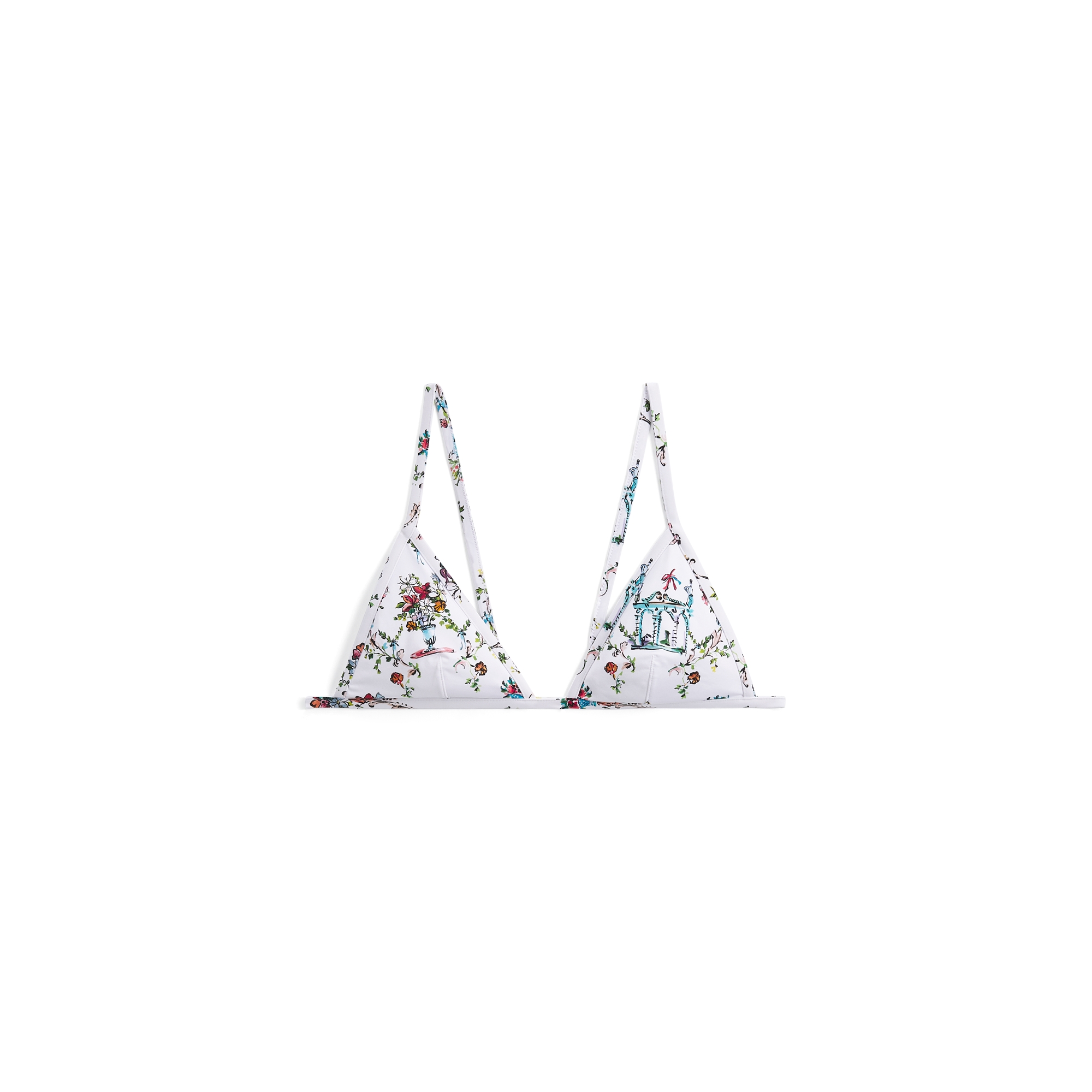 Dioriviera Bikini Top White Technical Fabric with Multicolor Dior