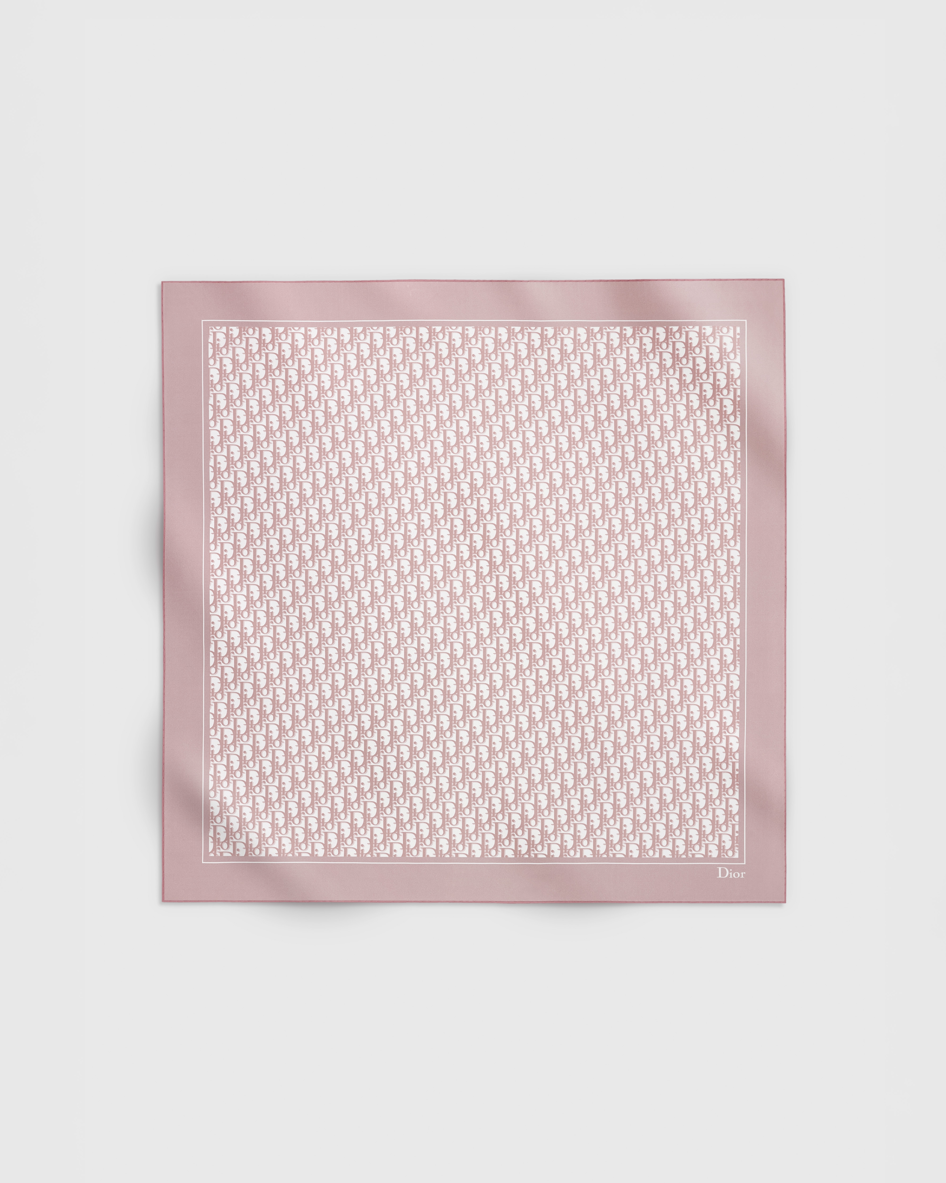 Dior Oblique 90 Square Scarf Pink and Gray Silk Twill E01