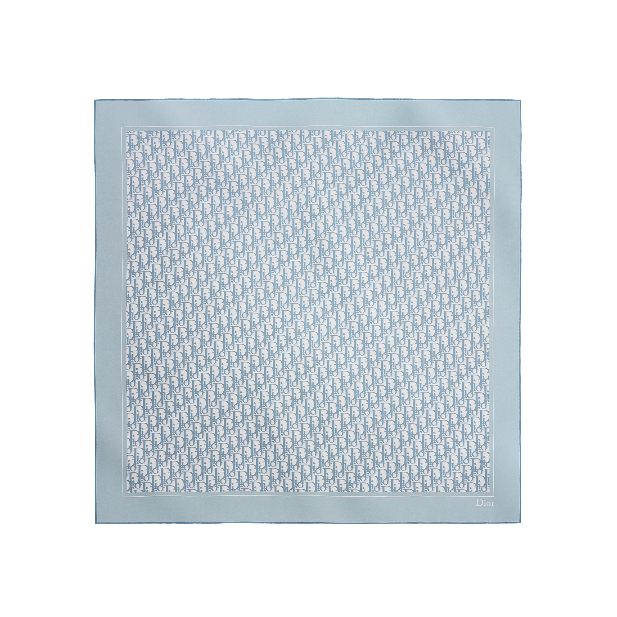 Dior Oblique 90 Square Scarf Light Blue and Gray Silk Twill E01