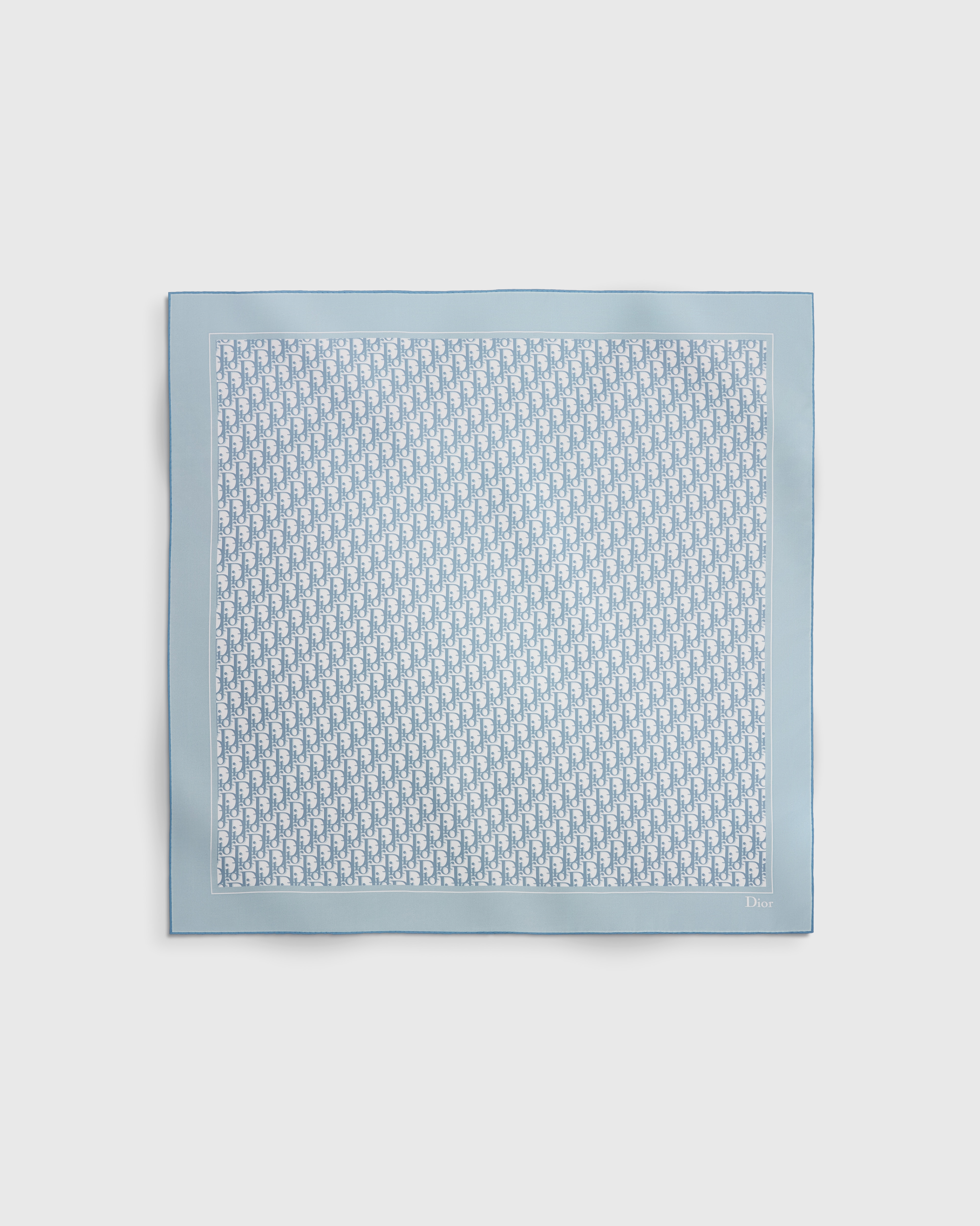 Dior Oblique 90 Square Scarf Light Blue and Gray Silk Twill E01