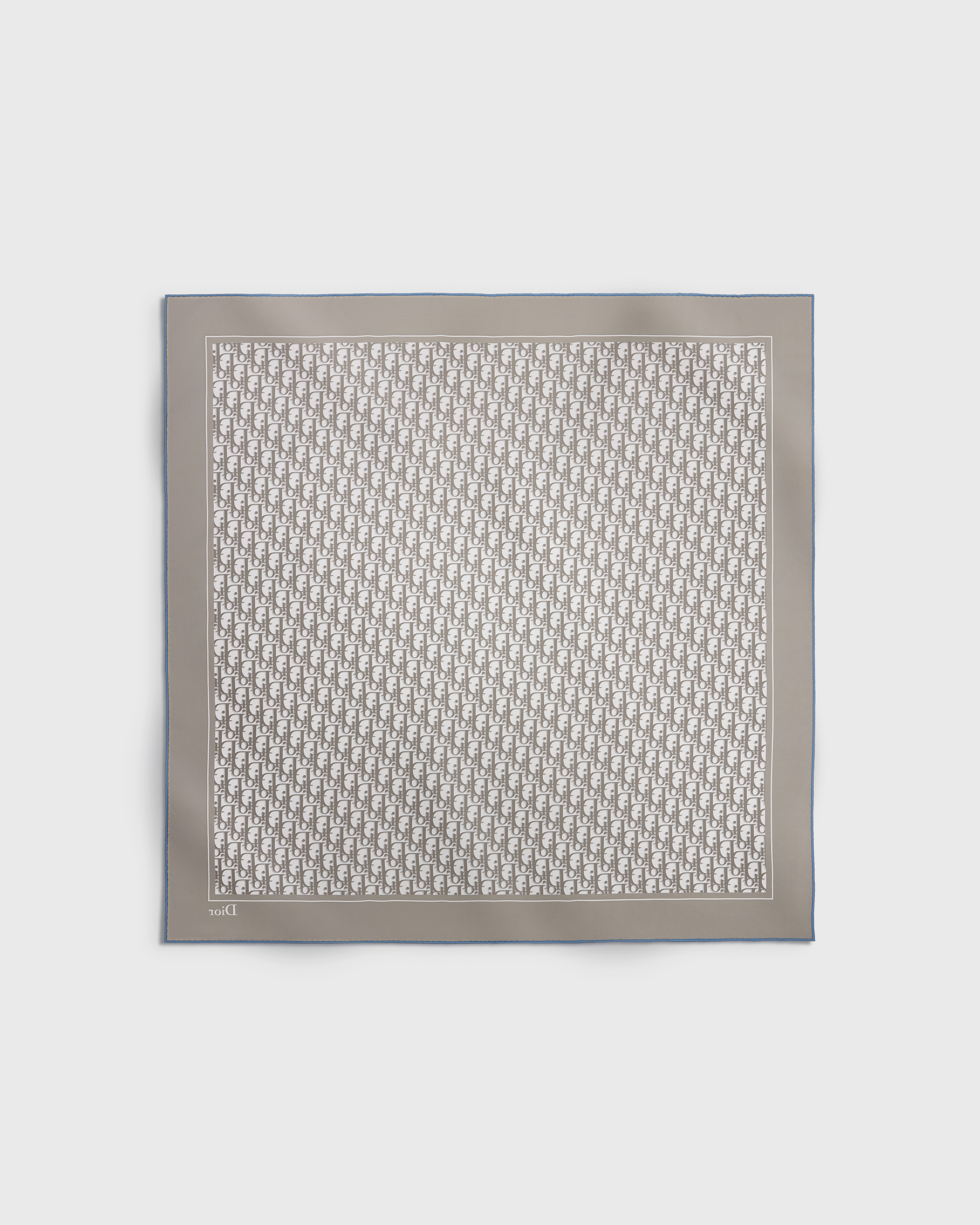 Lenço Dior Oblique 90 Twill de seda azul-claro e cinza E08