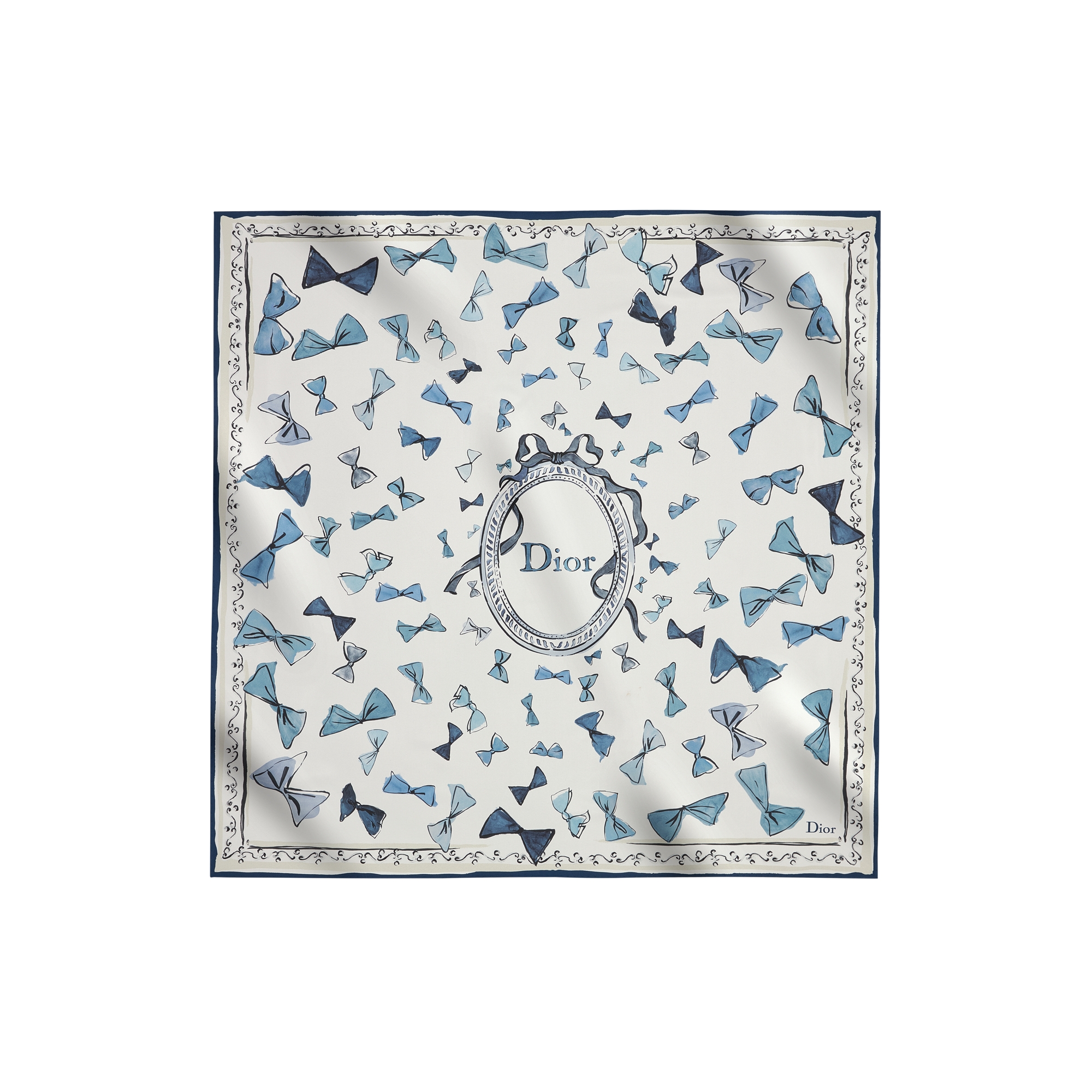  Witte en blauwe zijden keperstof