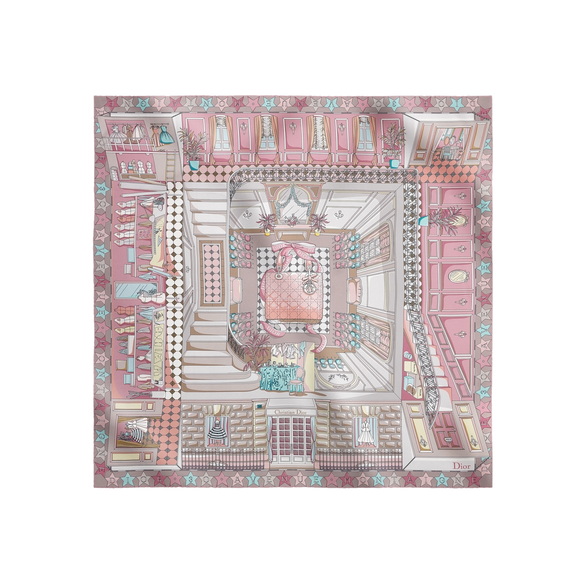  Pink Multicolor Silk Twill