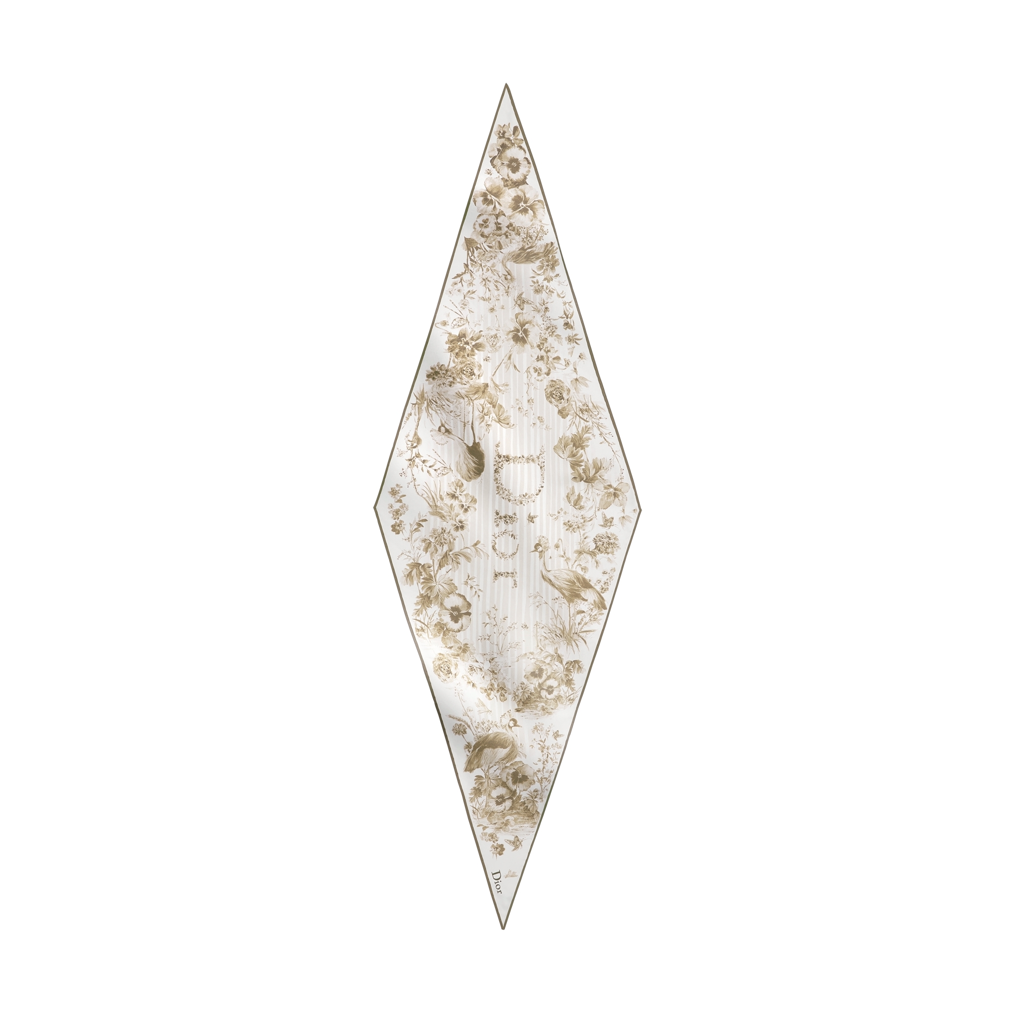 Dioriviera Toile de Jouy Floral Garden Dior Diamond White and Beige Silk Twill E01
