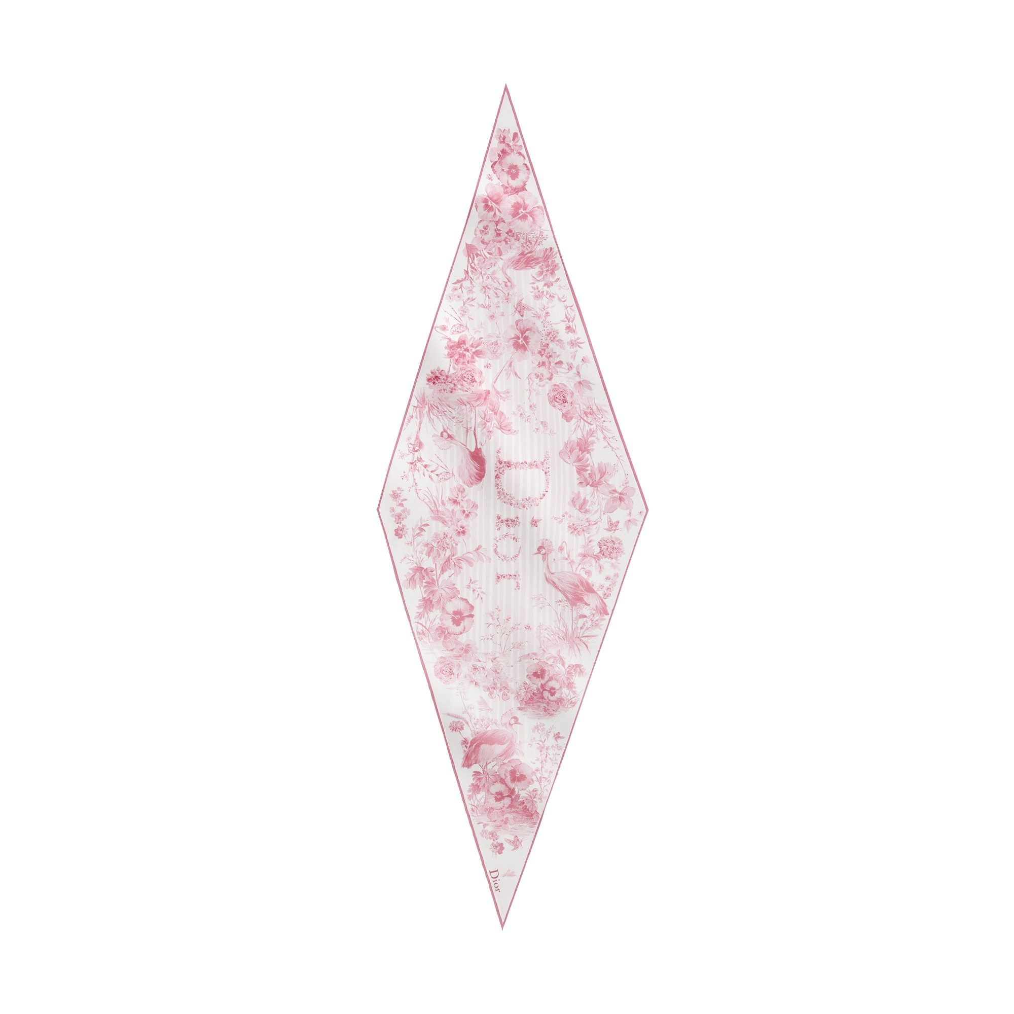 Dioriviera Toile de Jouy Floral Garden Dior Diamond White and Pink Silk Twill E01