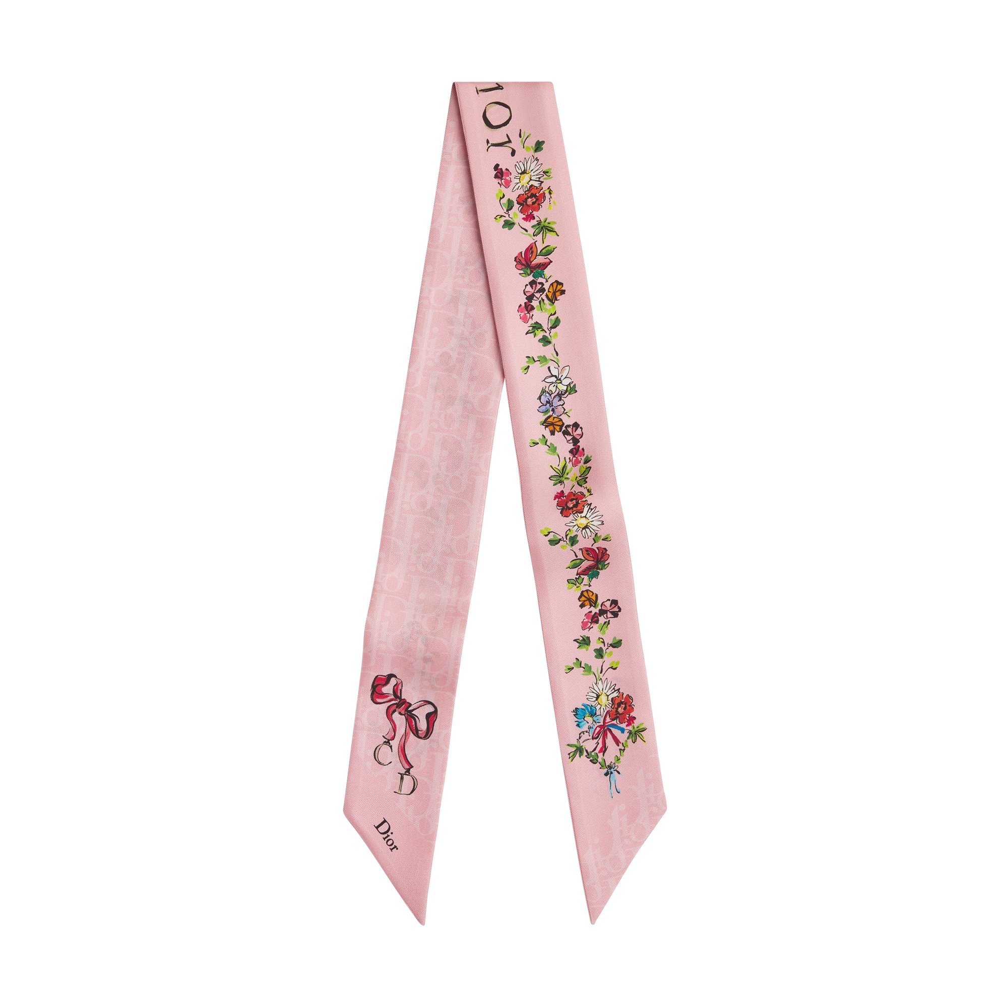 Dioriviera Dior Arabesque Mitzah Scarf Pink Multicolor Silk Twill E01