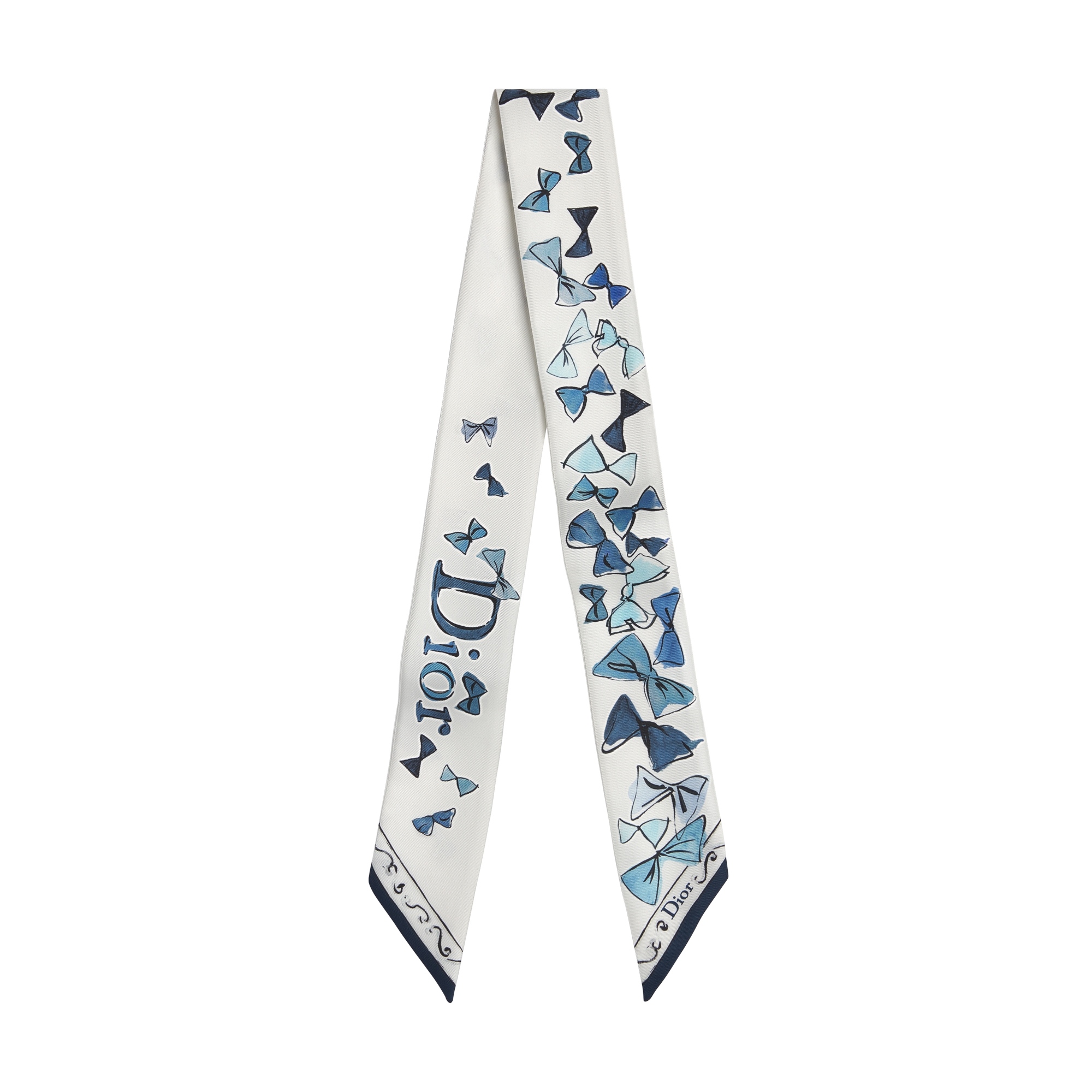  White and Blue Silk Twill