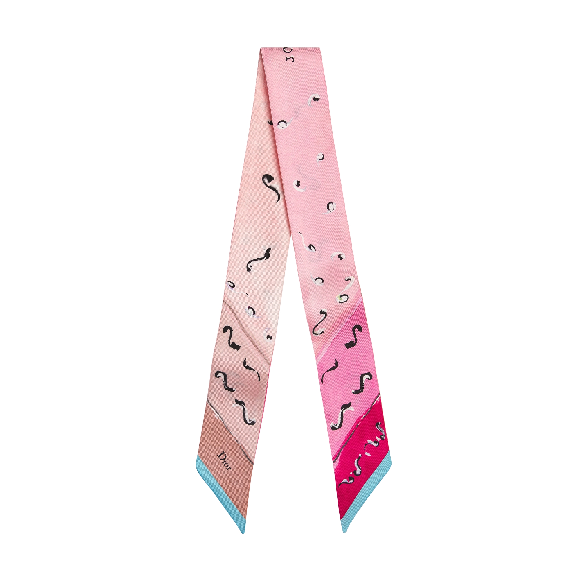  Twill de seda multicolorido em fundo rosa