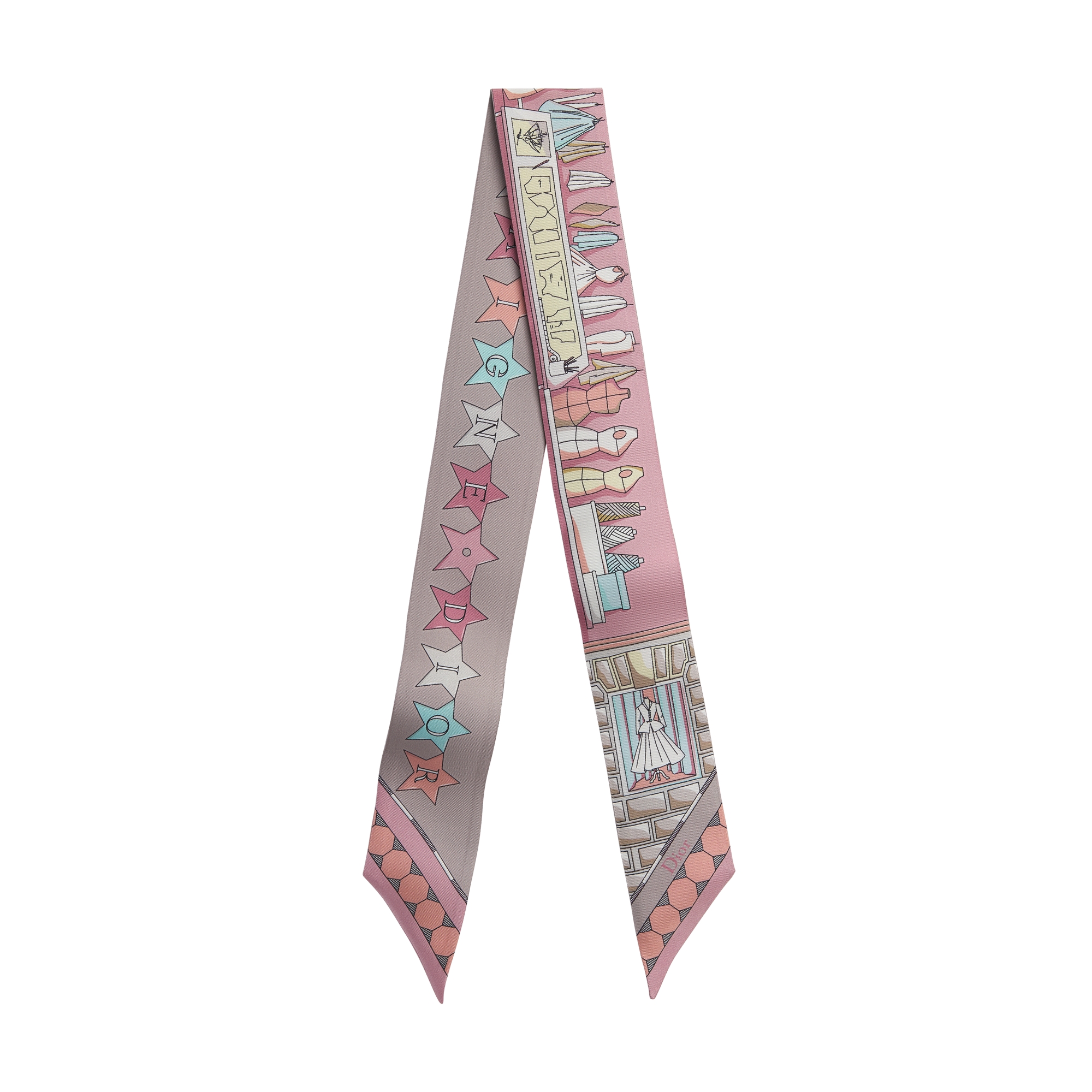  Twill de soie rose multicolore