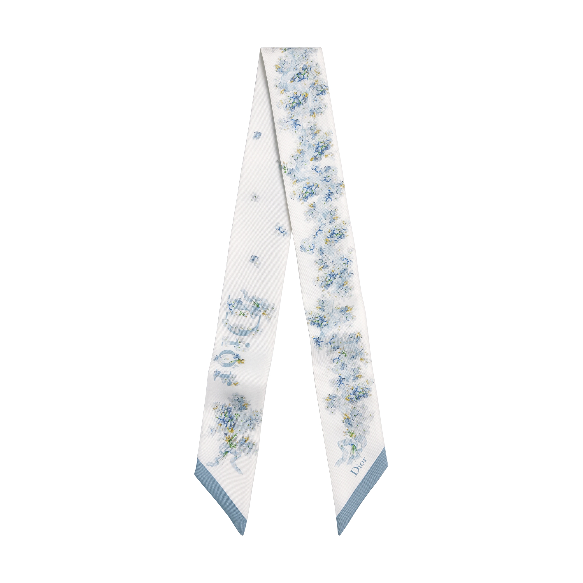  White and Blue Silk Twill