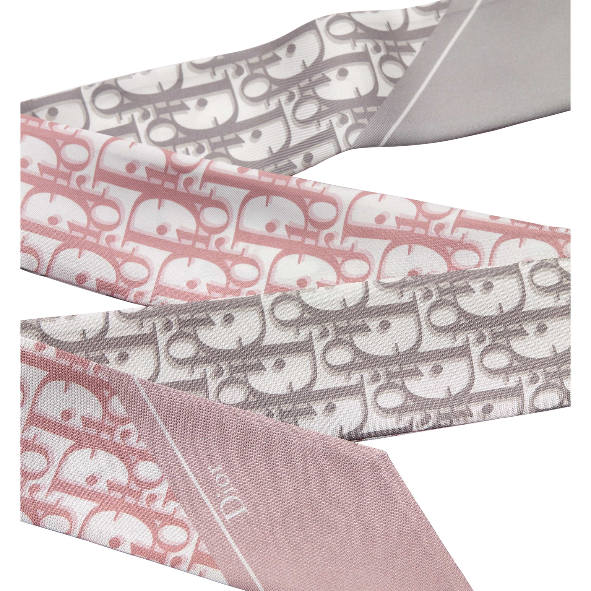 Dior Oblique Mitzah Scarf Pink and Gray Silk Twill E10