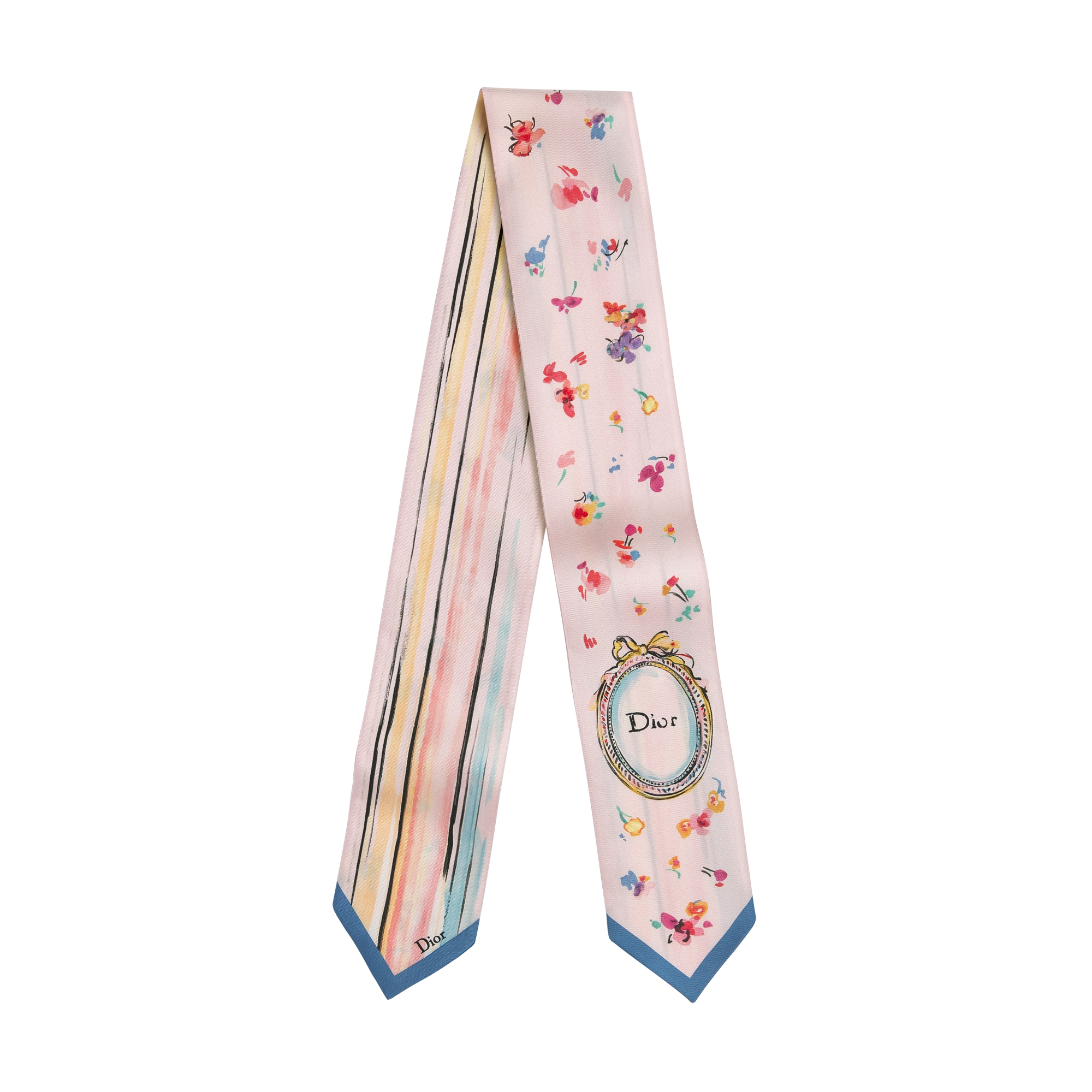 Dioriviera Dior Floral Portrait Maxi Mitzah Scarf Pink Multicolor Silk Twill E01