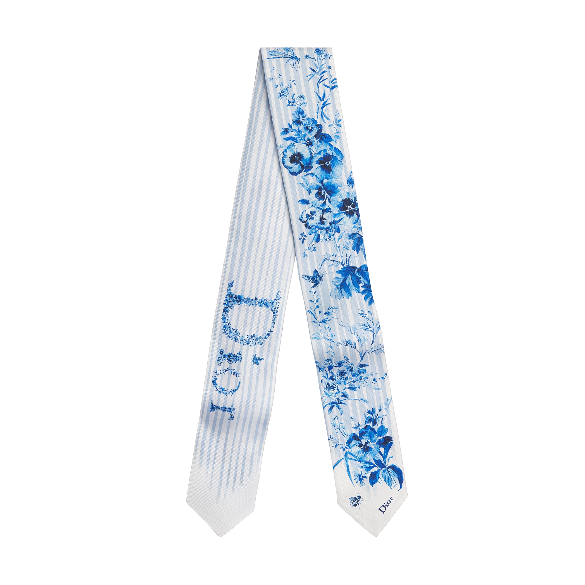 Dioriviera Toile de Jouy Floral Garden Maxi Mitzah Scarf White and