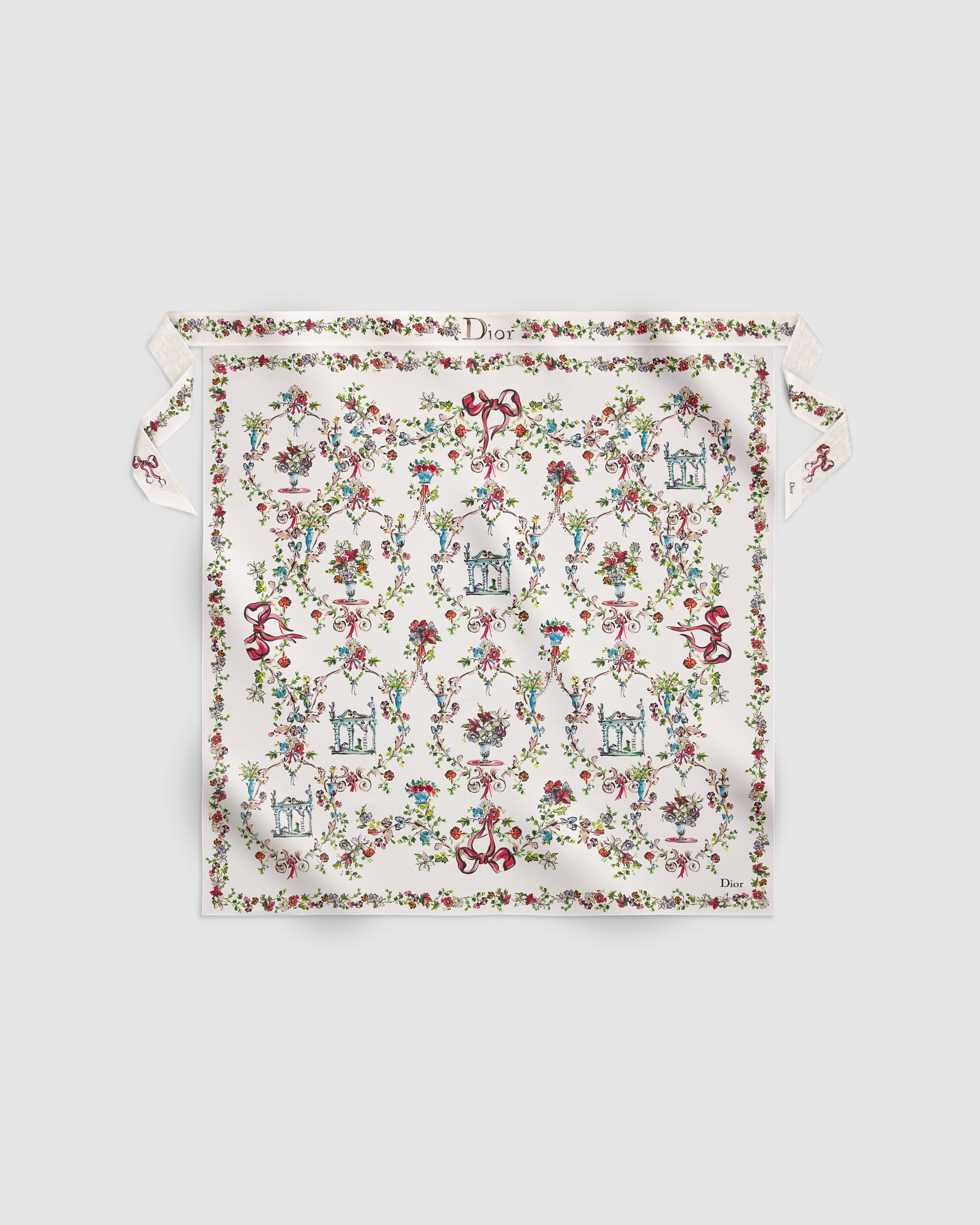 Dioriviera Dior Arabesque Sarong Ivory Multicolor Silk E01