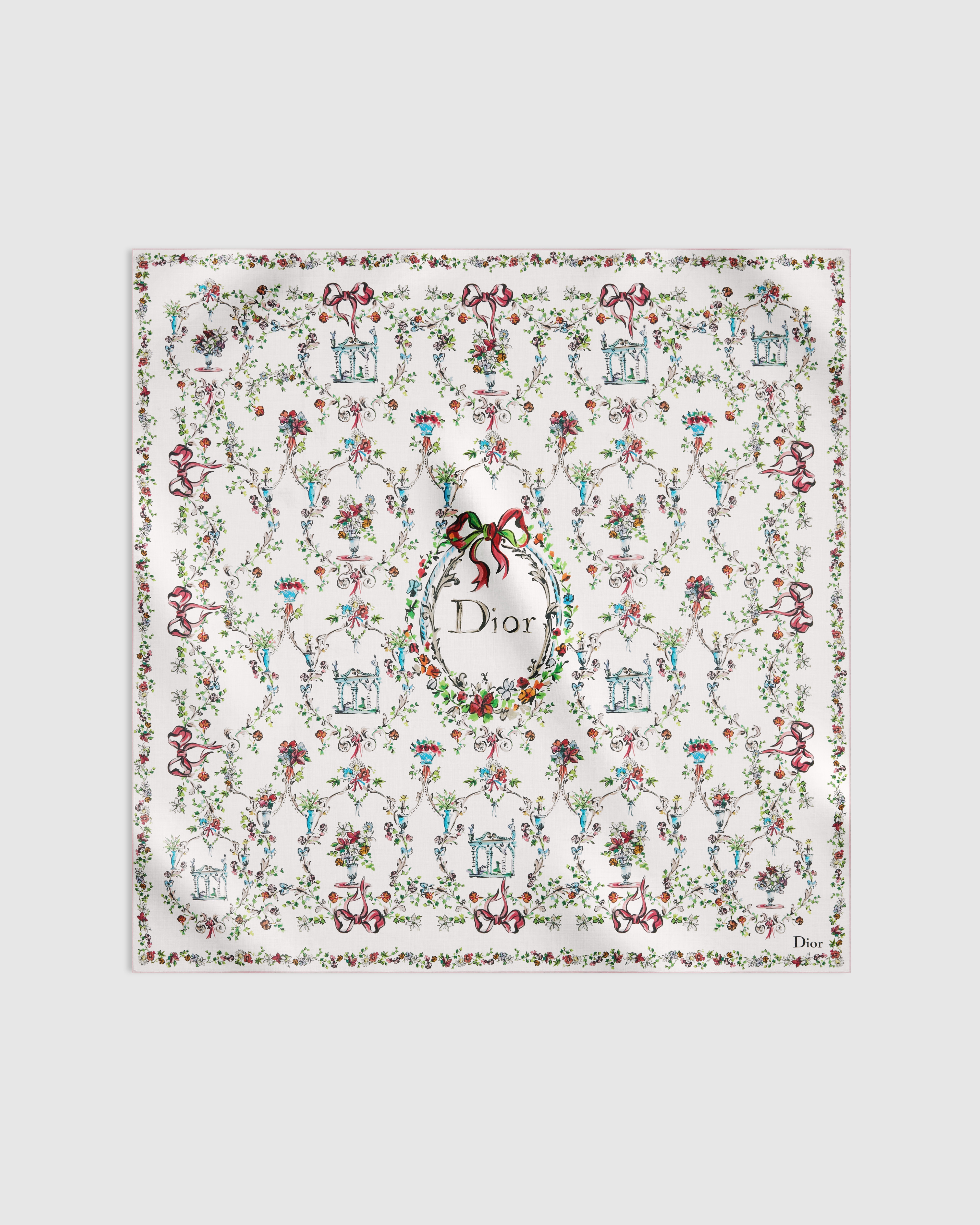 Dioriviera Dior Arabesque Shawl Ivory Multicolor Silk and Wool E01