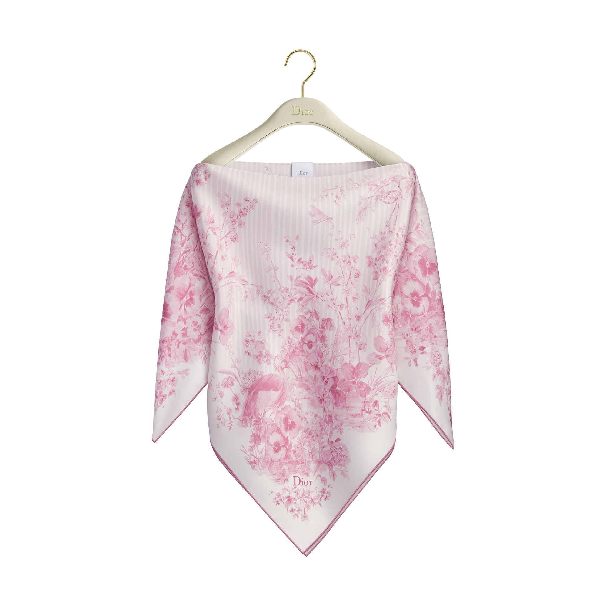  White and Pink Silk Twill