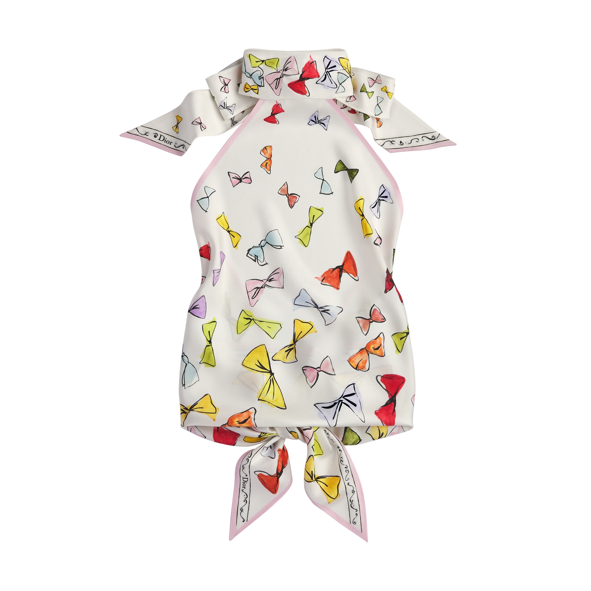 Dioriviera Dior Bows Dior Silk Top White Multicolor Silk Twill E01