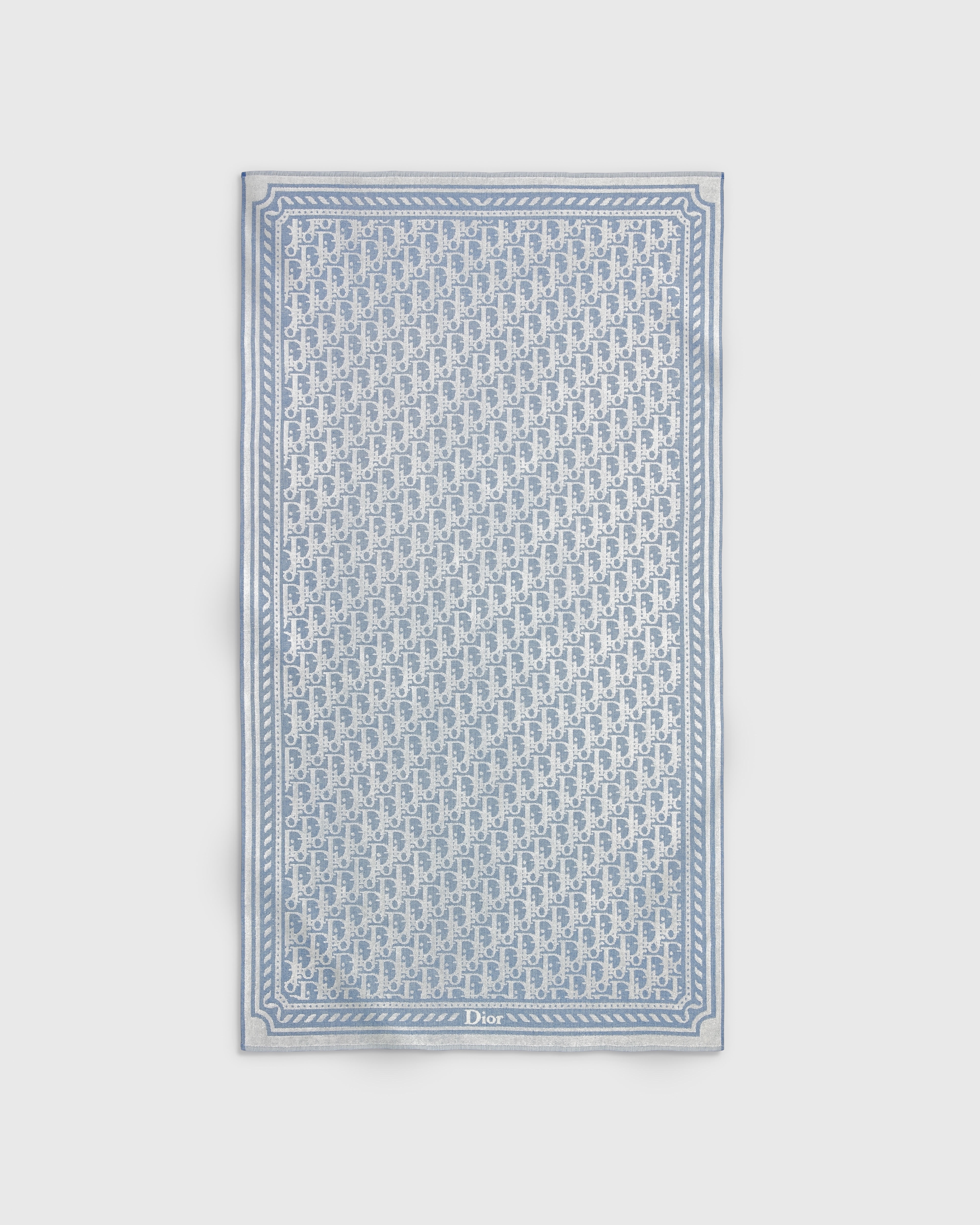 Toalha de banho Dioriviera Dior Oblique Algodão atoalhado azul e branco E01