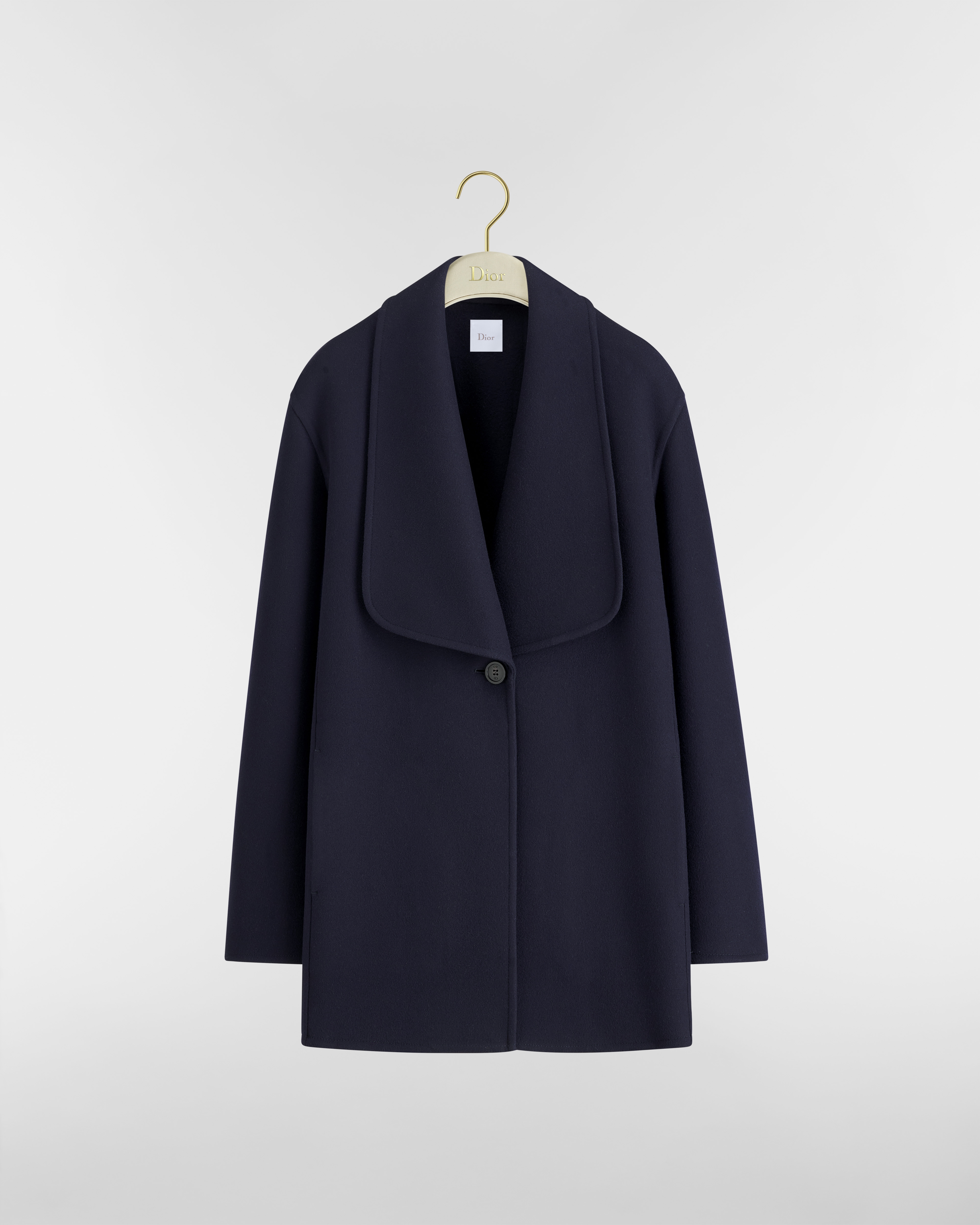Oversized Coat Navy Blue Double-Faced Virgin Wool and Cashmere E01