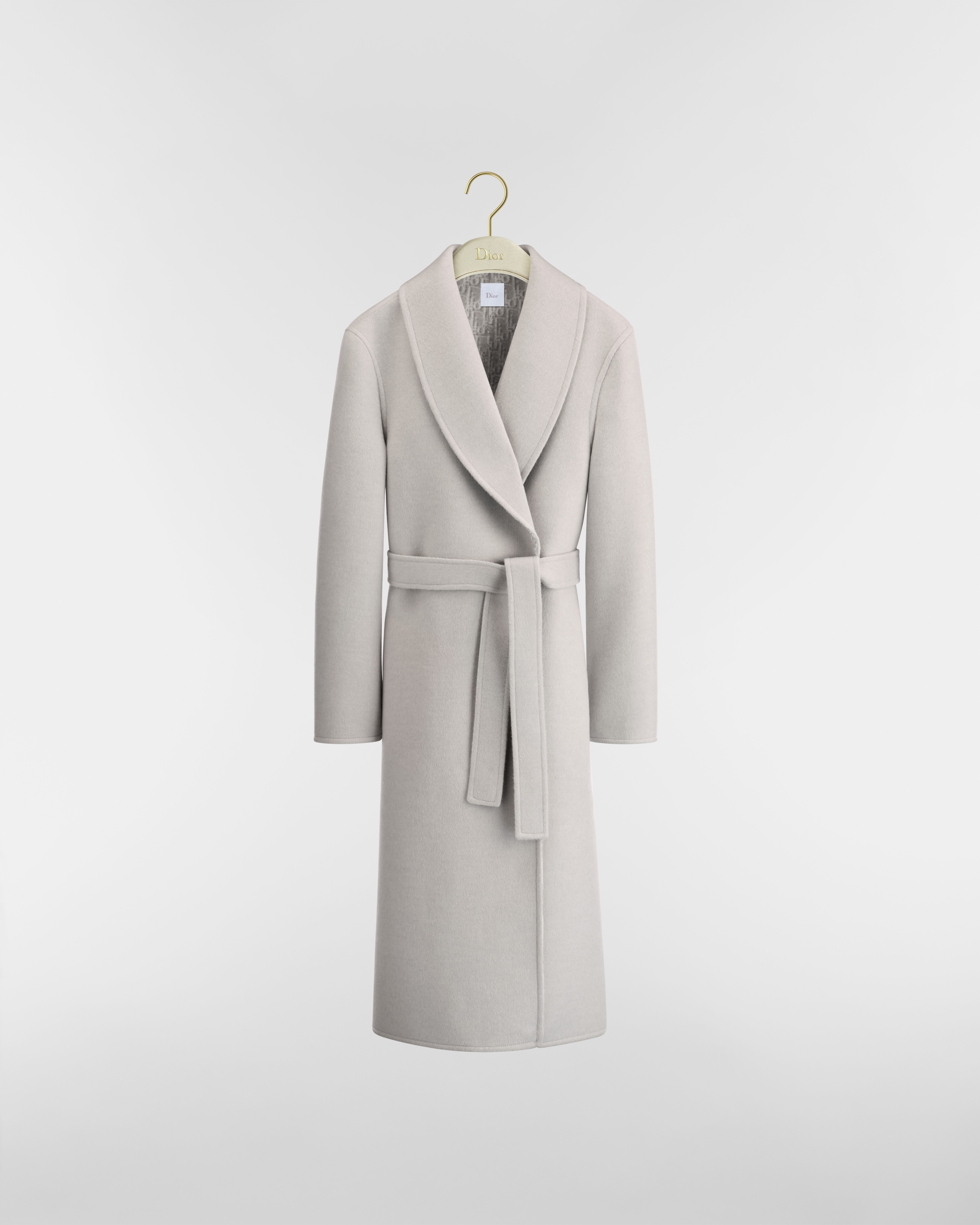 Belted Coat Gray Double-Faced Virgin Wool and Silk with Dior Oblique Interior E01