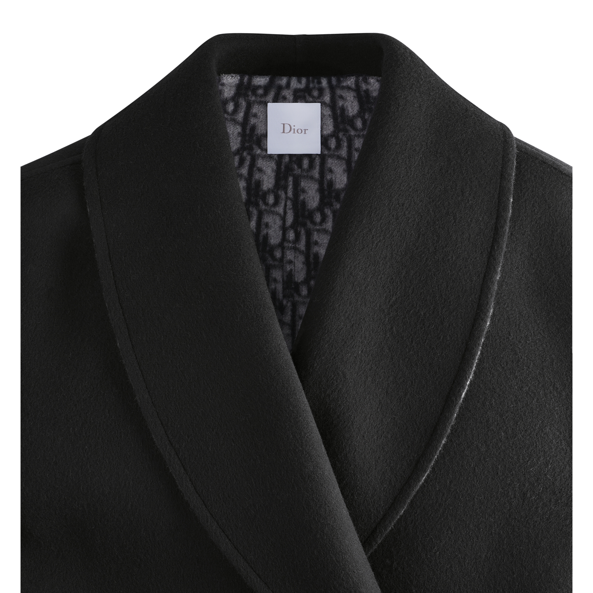 Belted Coat Black Double-Faced Virgin Wool and Silk with Dior Oblique Interior E09