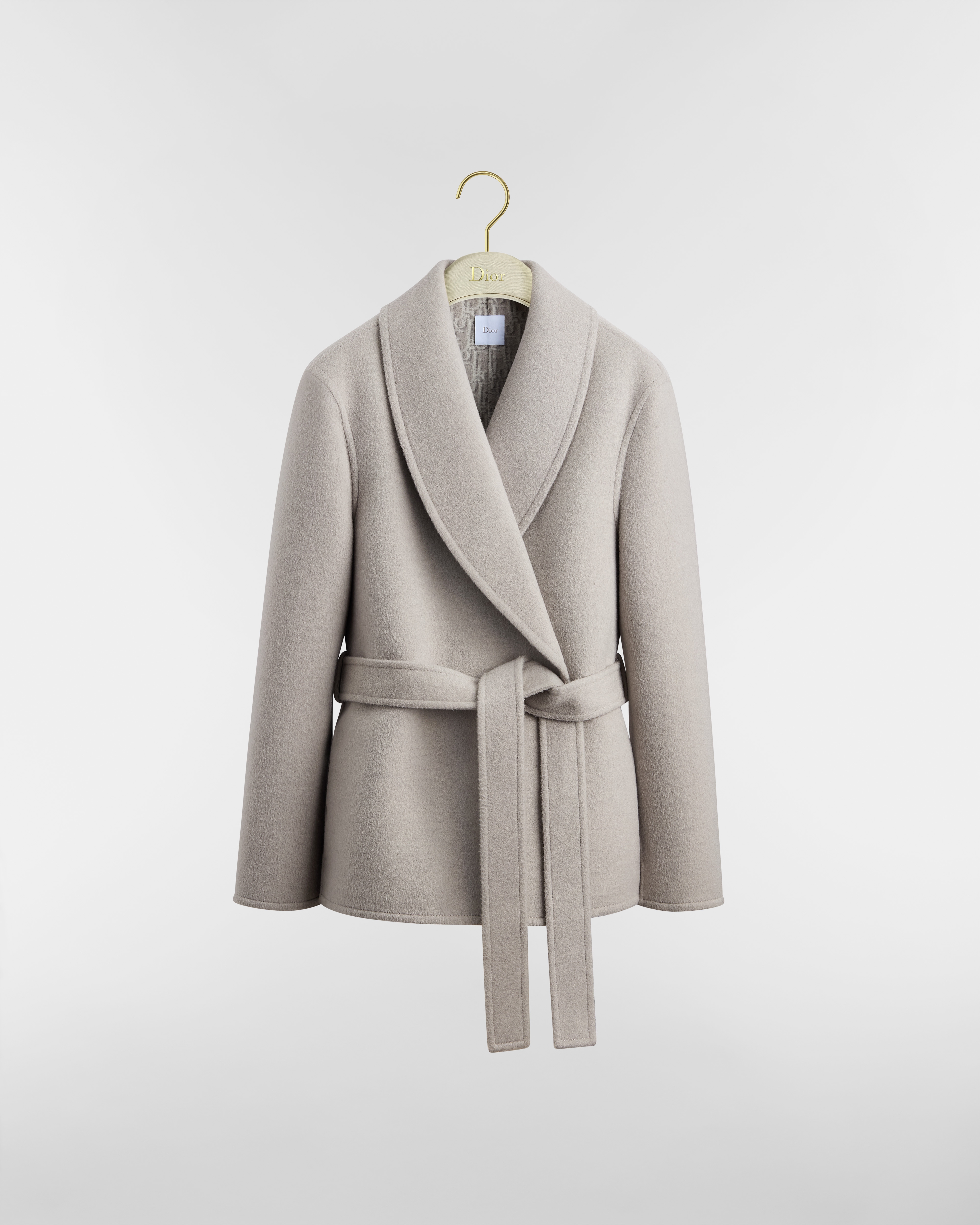 Belted Jacket Gray Double-Faced Virgin Wool and Silk with Dior Oblique Interior E01