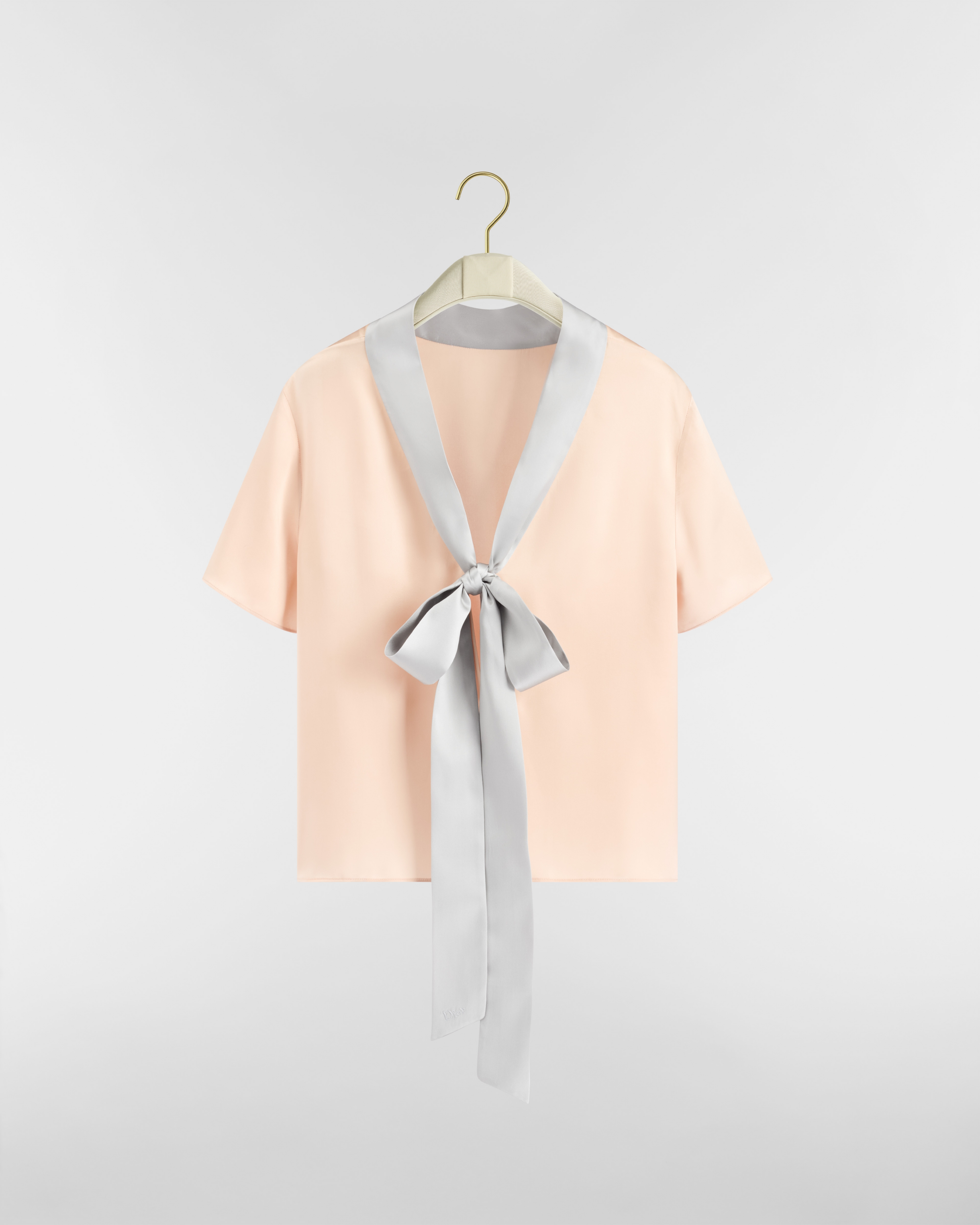 Short-Sleeved Blouse with Rear Tie