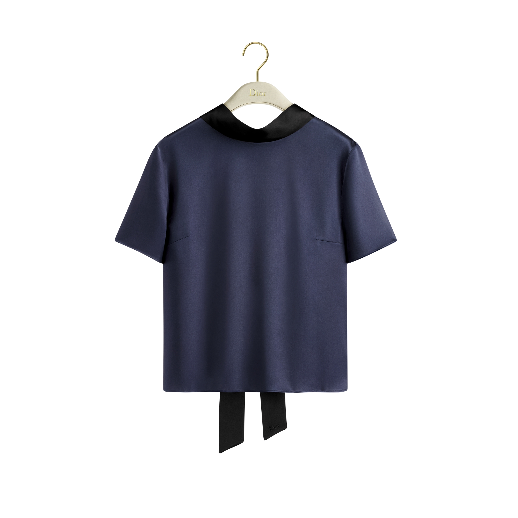  Navy Blue and Black Silk Crepe