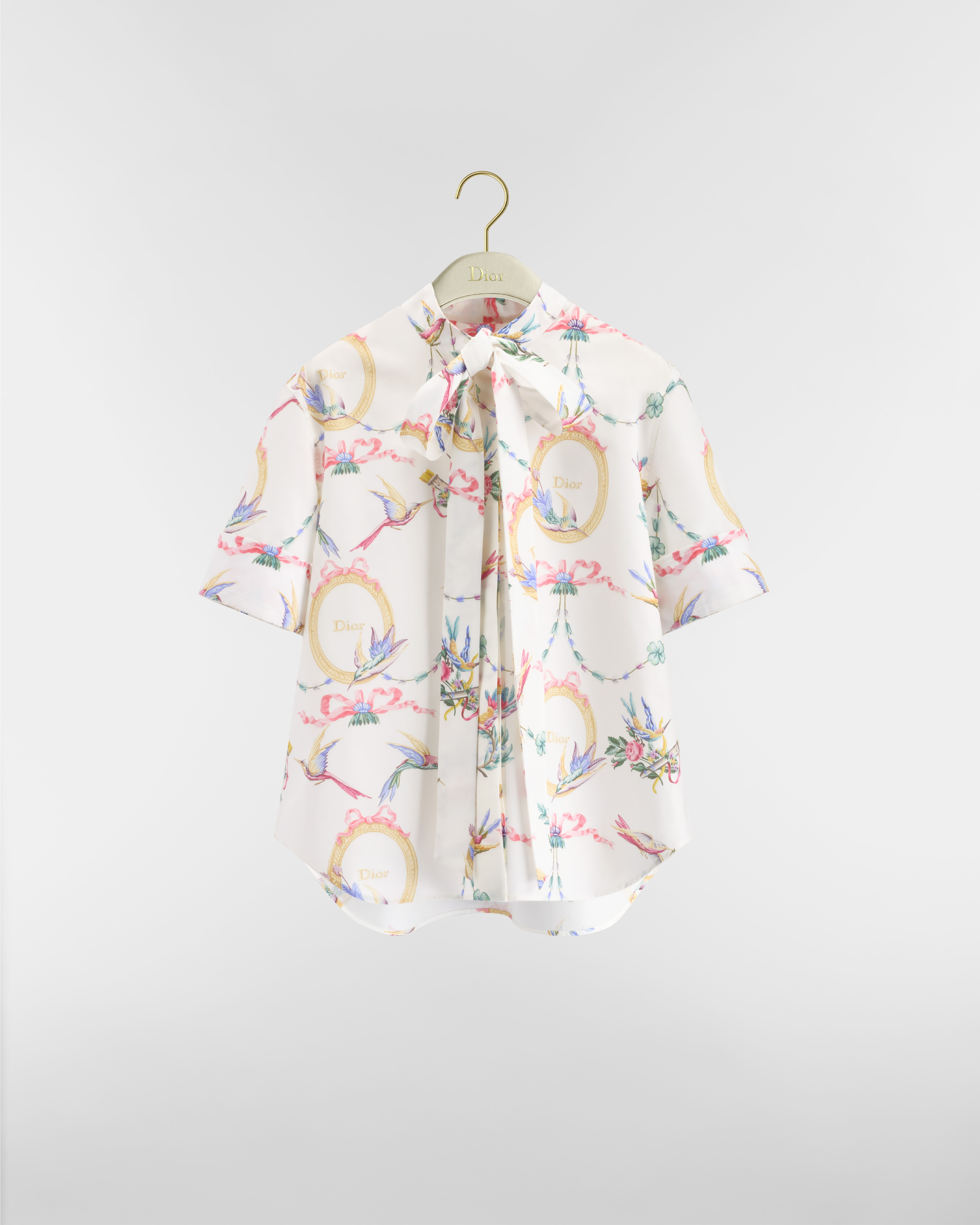Qixi Short-Sleeved Tie-Collar Blouse