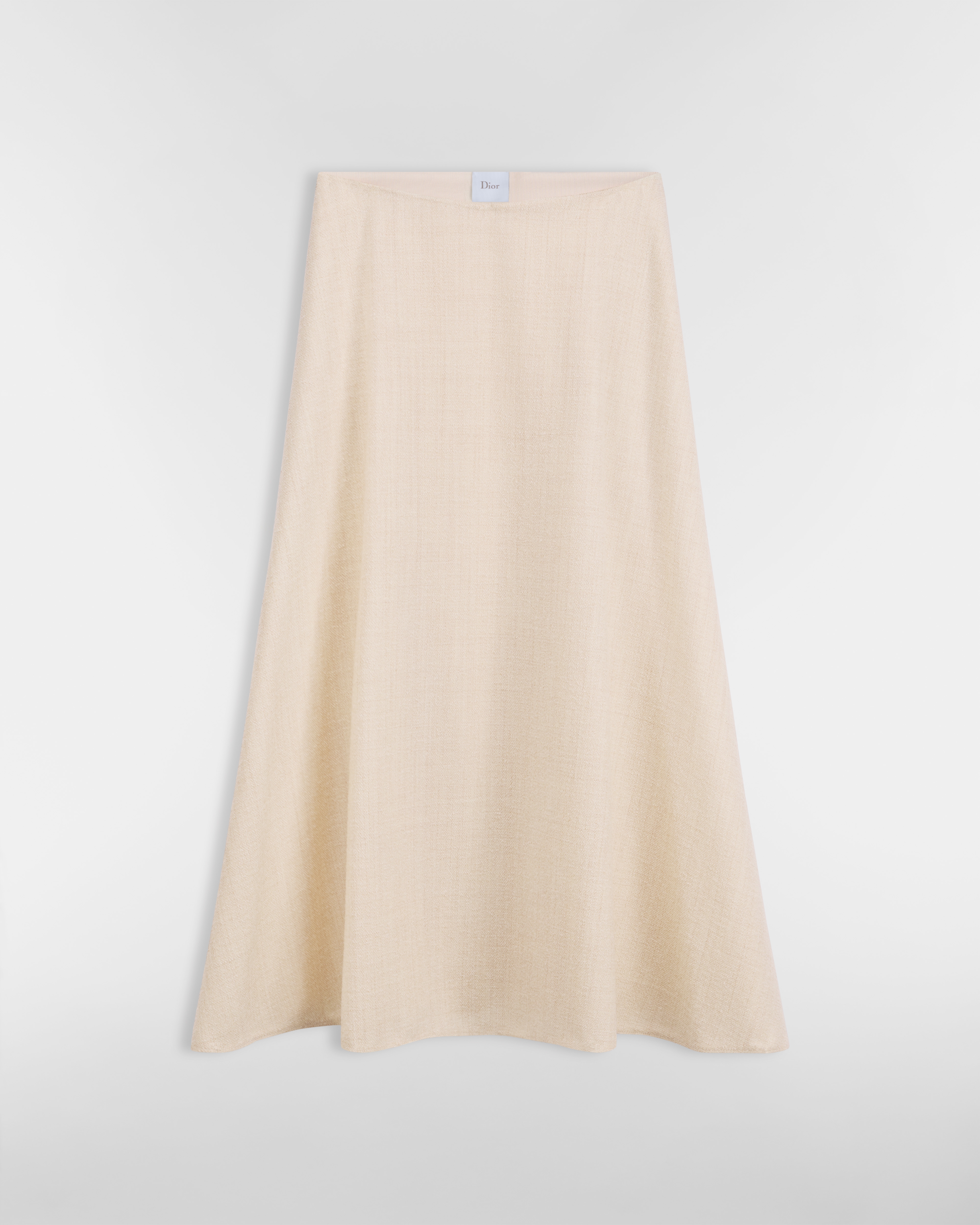 Jupe mi-longue évasée Laine vierge mélangée bouclette beige E01