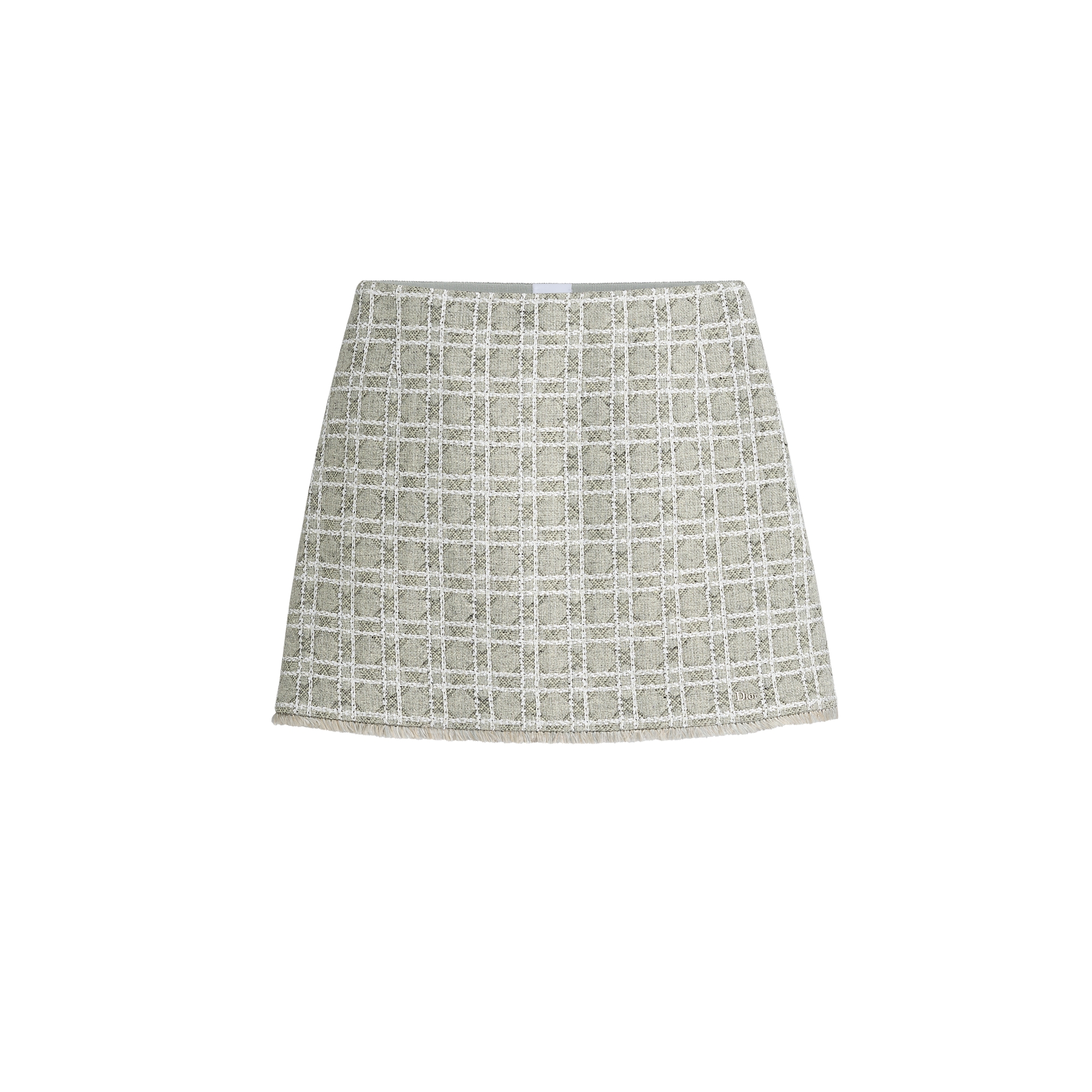 Macrocannage Miniskirt Gray Sequin-Embroidered Wool-Blend Tweed E01