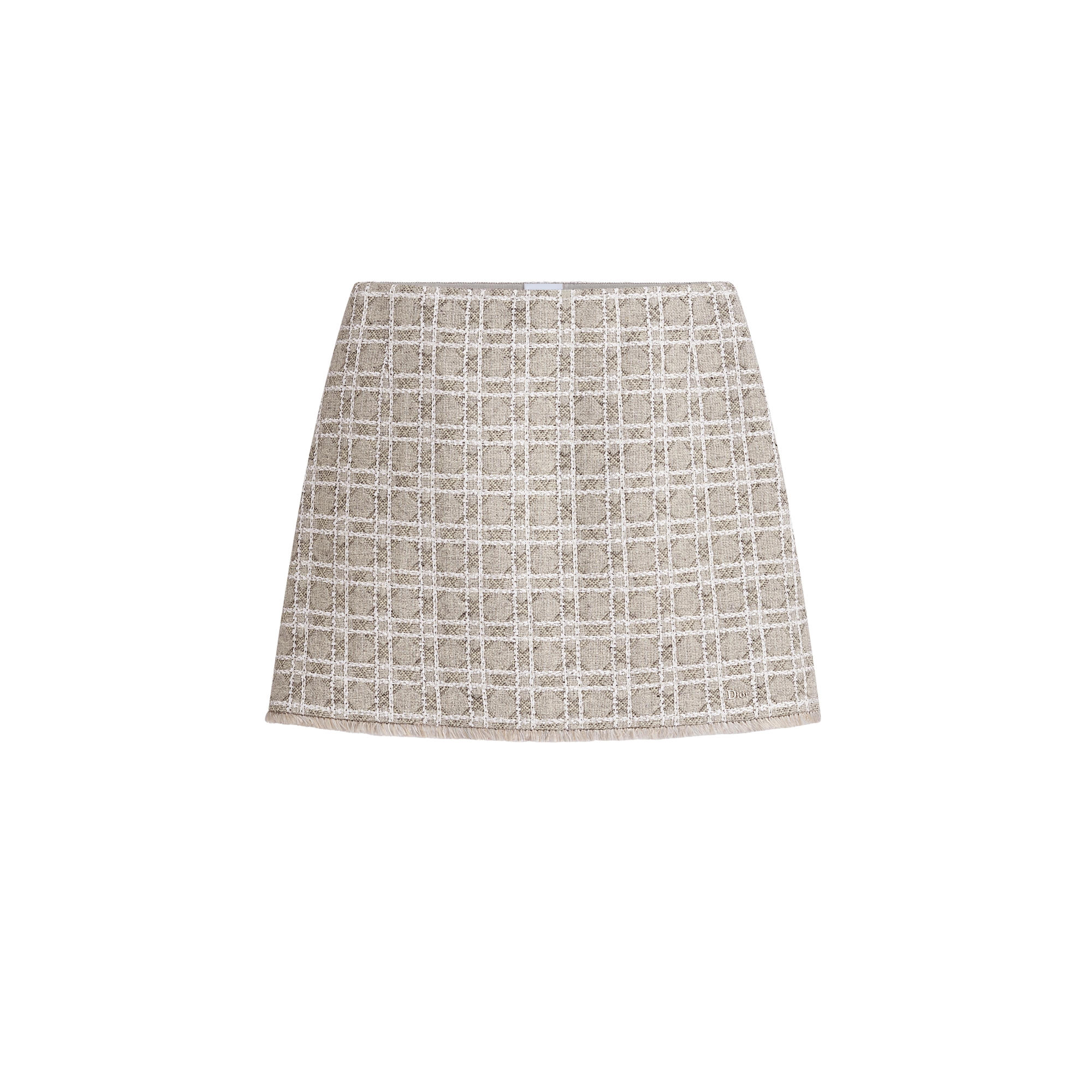 Macrocannage Miniskirt Gray Sequin-Embroidered Wool-Blend Tweed E01