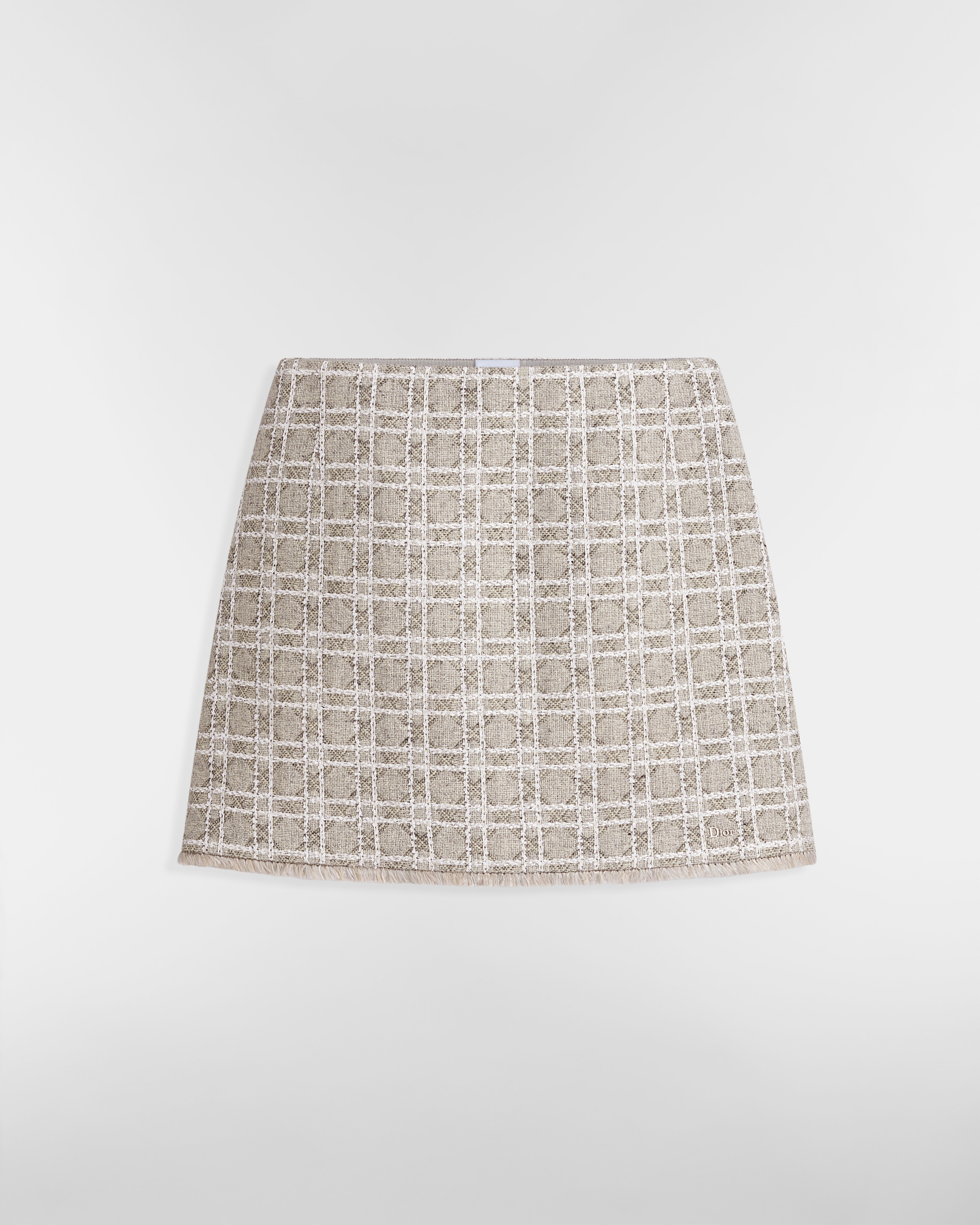 Macrocannage Miniskirt Gray Sequin-Embroidered Wool-Blend Tweed E01