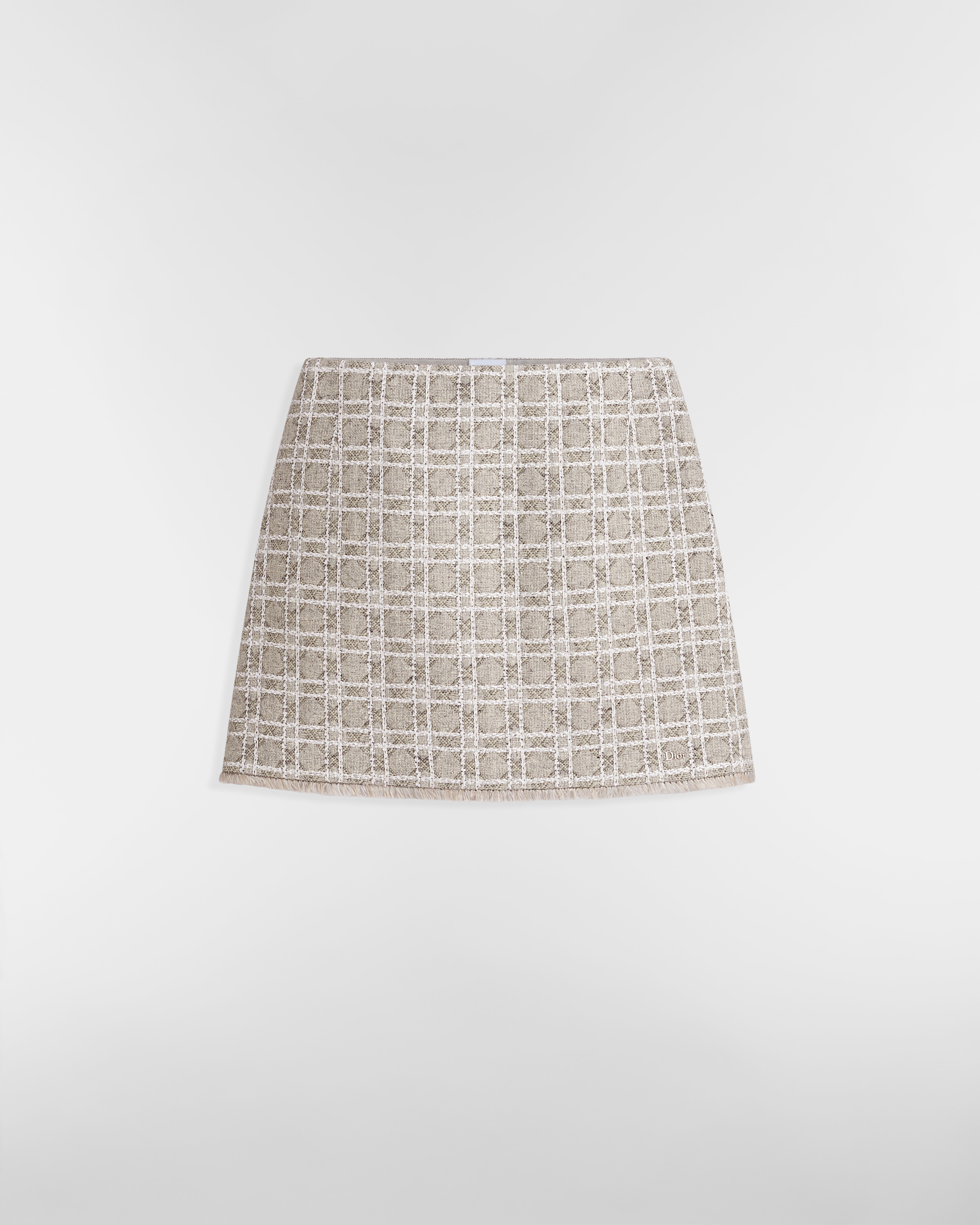 Macrocannage Miniskirt Gray Sequin-Embroidered Wool-Blend Tweed E01