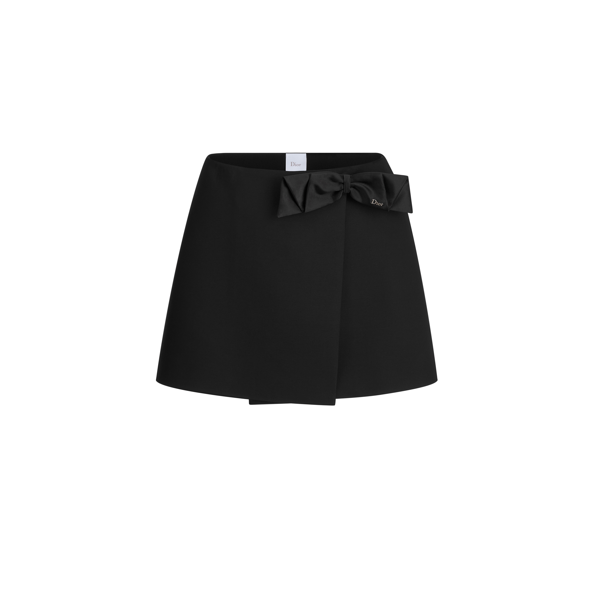 Wrap Miniskirt Black Wool and Silk E01