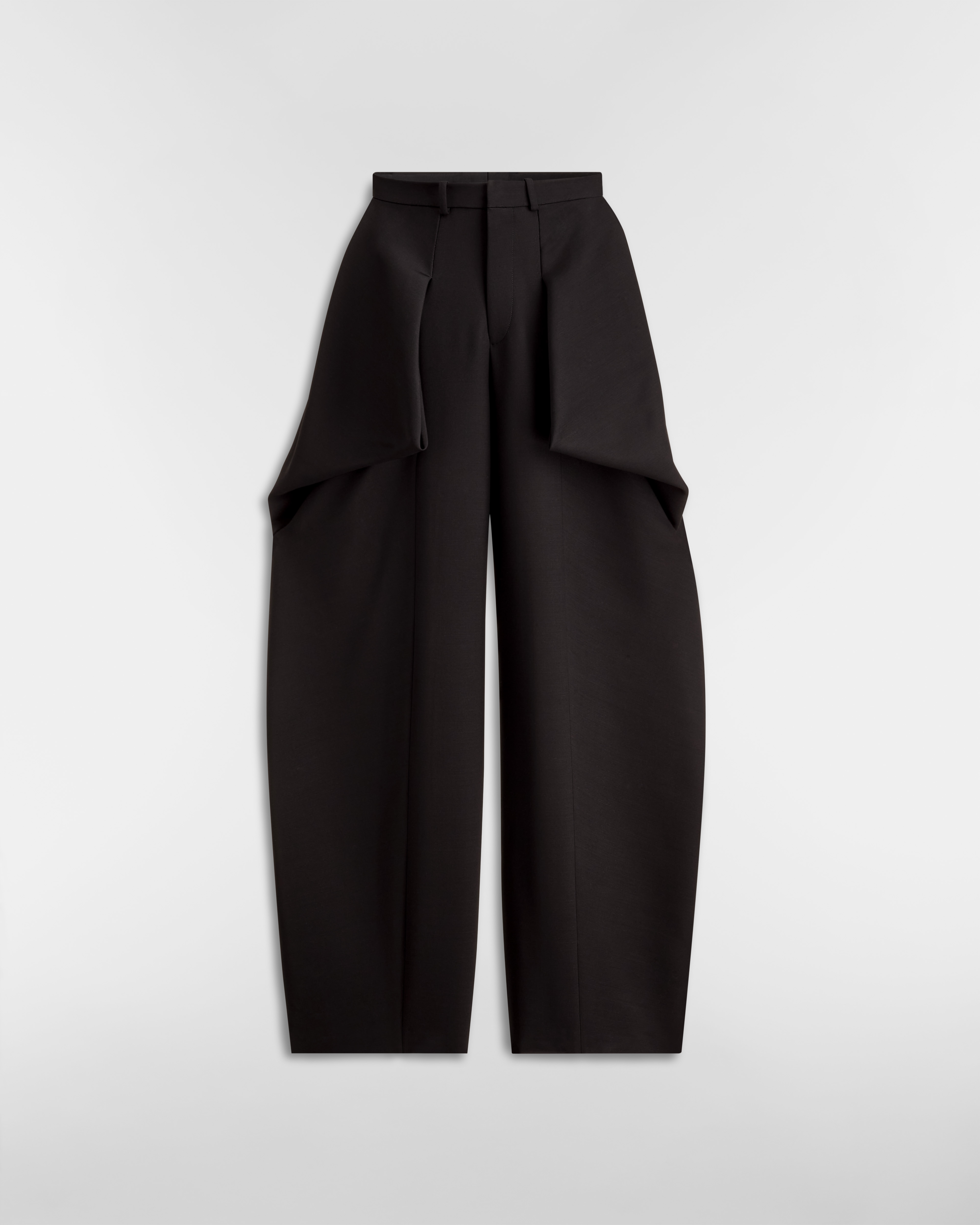 Drapierte Hose Wolle und Seide in Schwarz E01