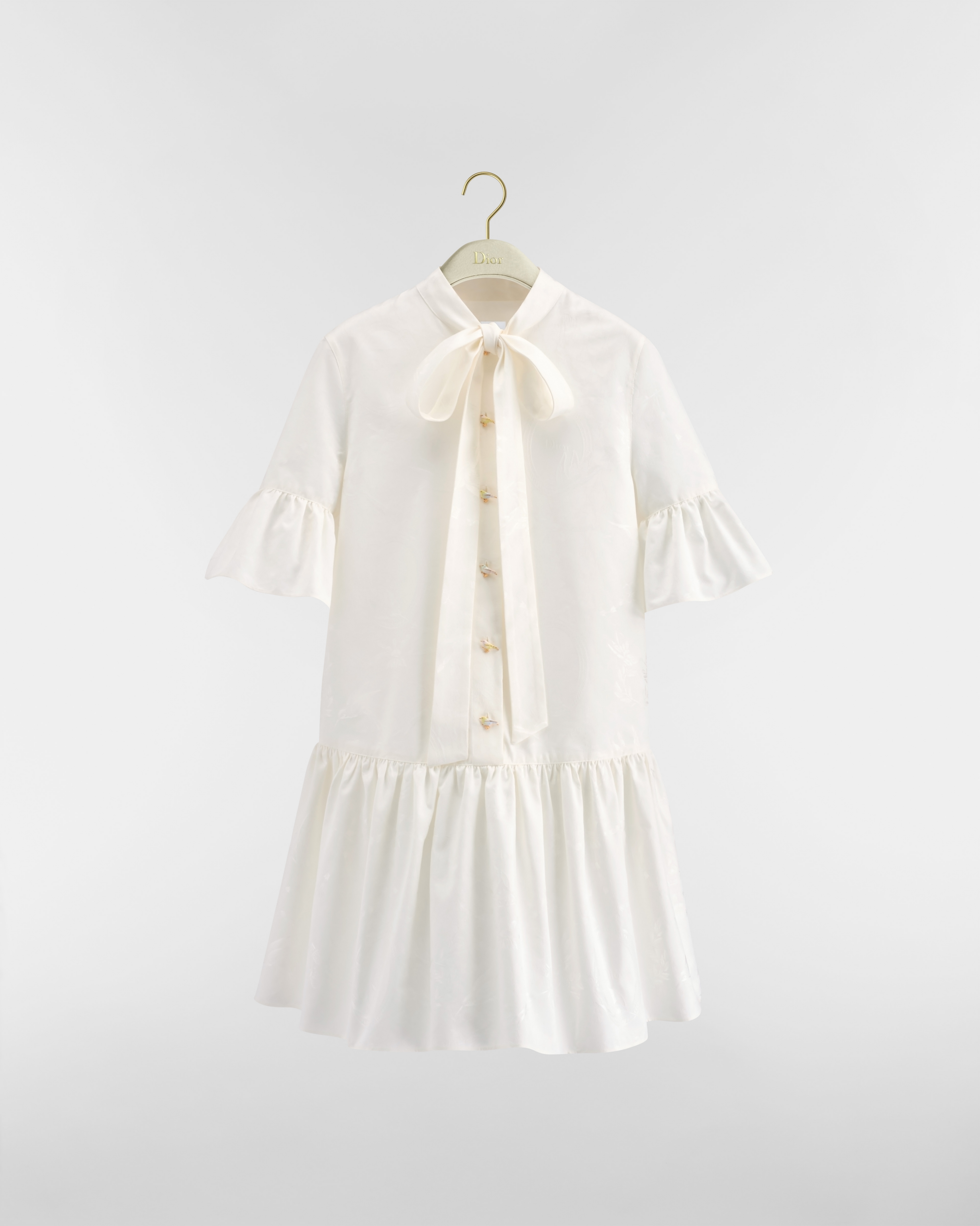 Dior Qixi Short Flared Dress with Bow Collar