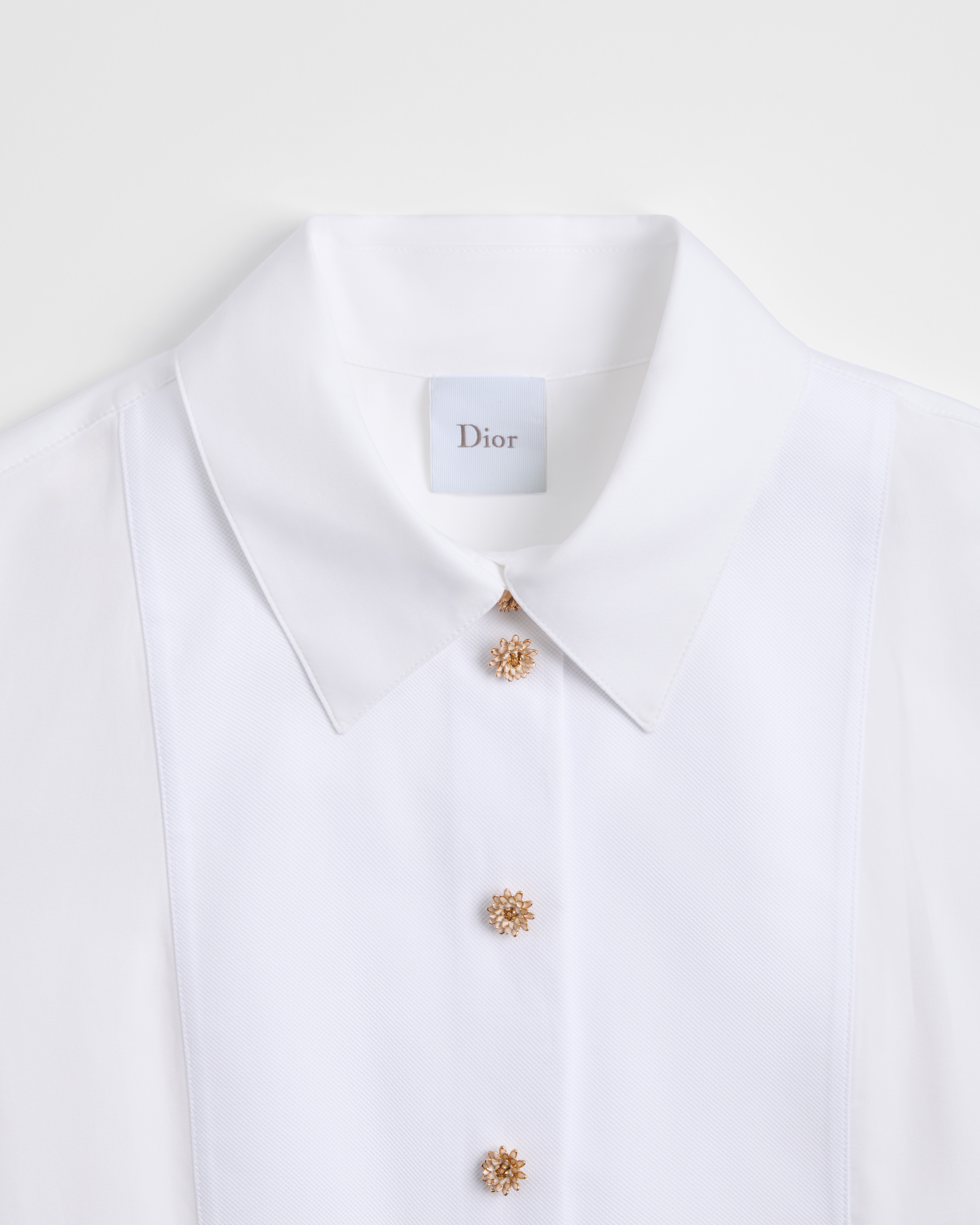 Vestido chemise com cinto Popeline de algodão branca E10