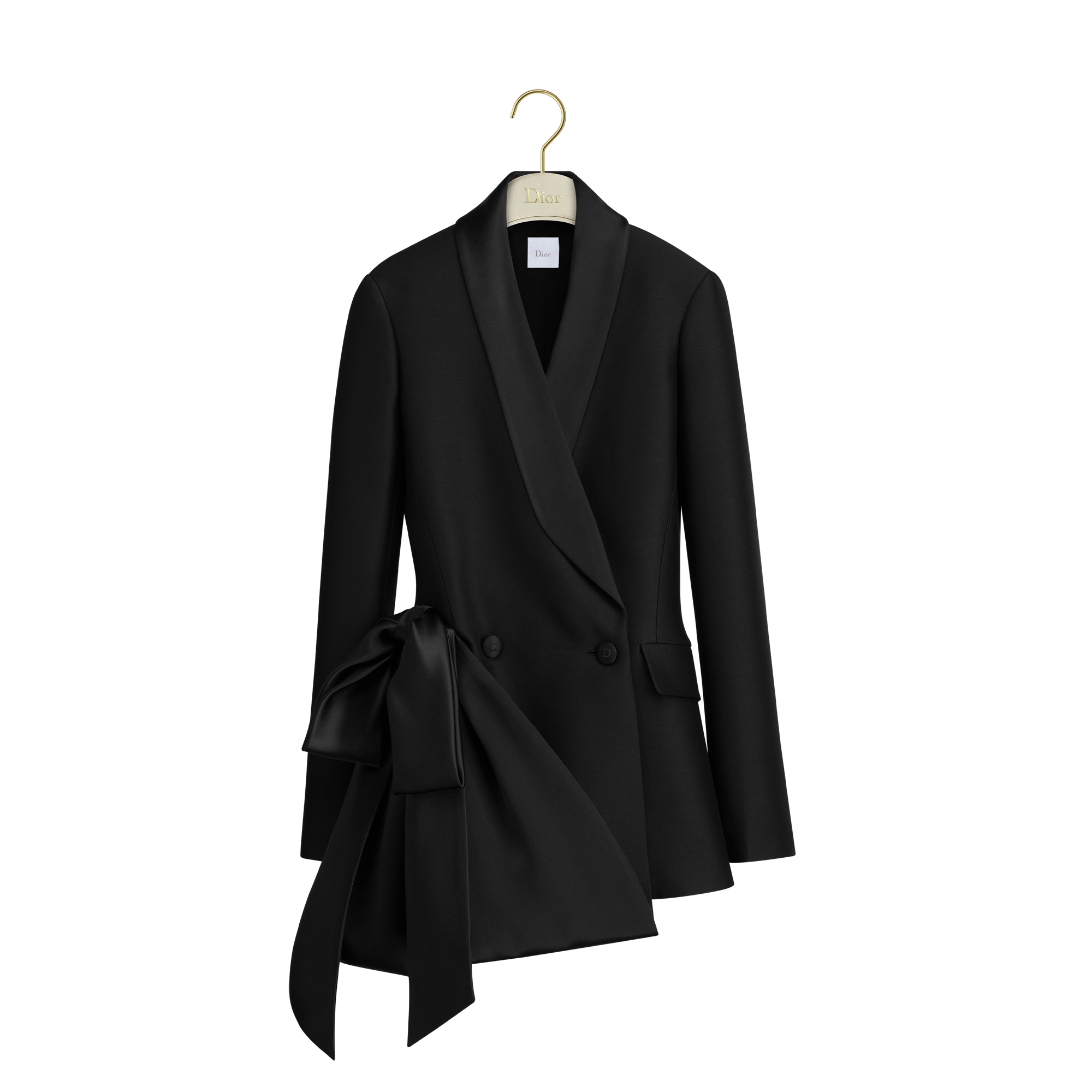 Asymmetrical Fitted Jacket Black Wool and Silk | DIOR