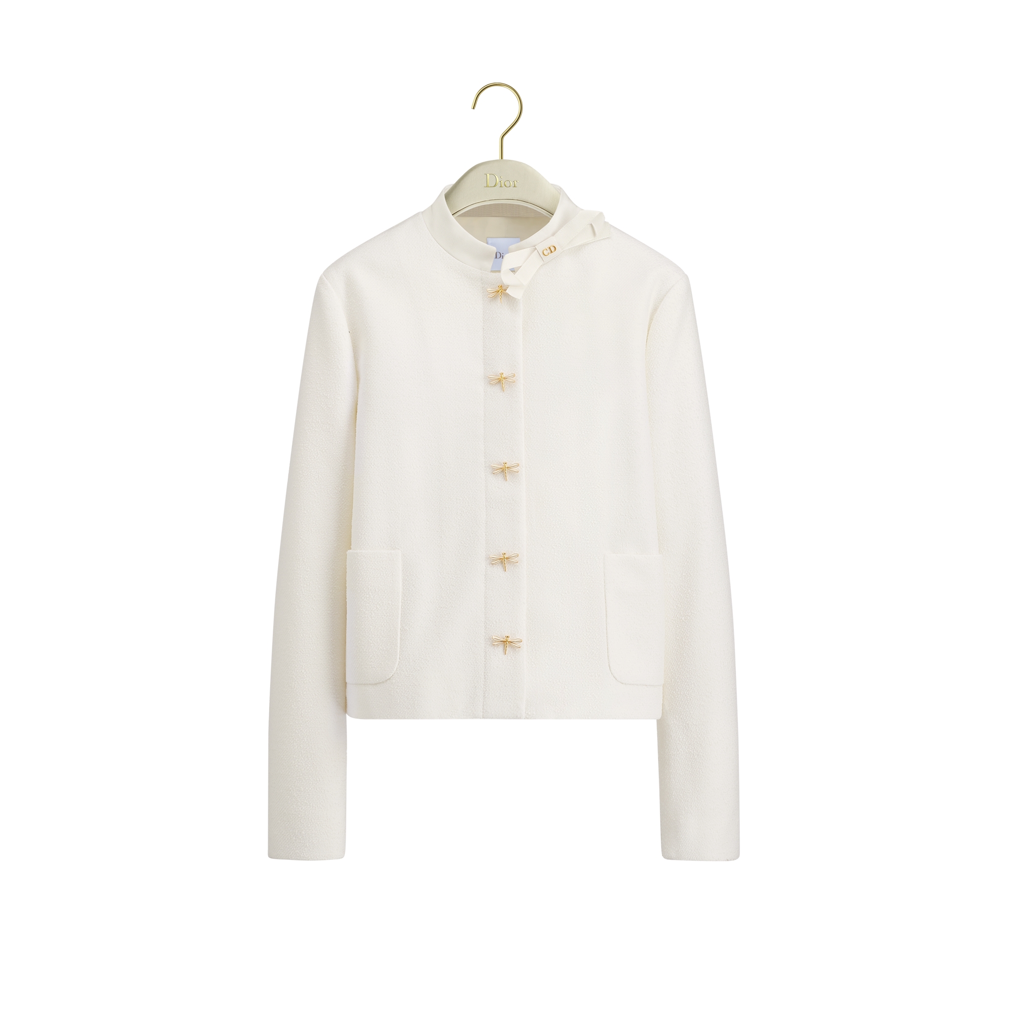Cropped Jacket Ecru Virgin Wool-Cotton-Blend Bouclé E01