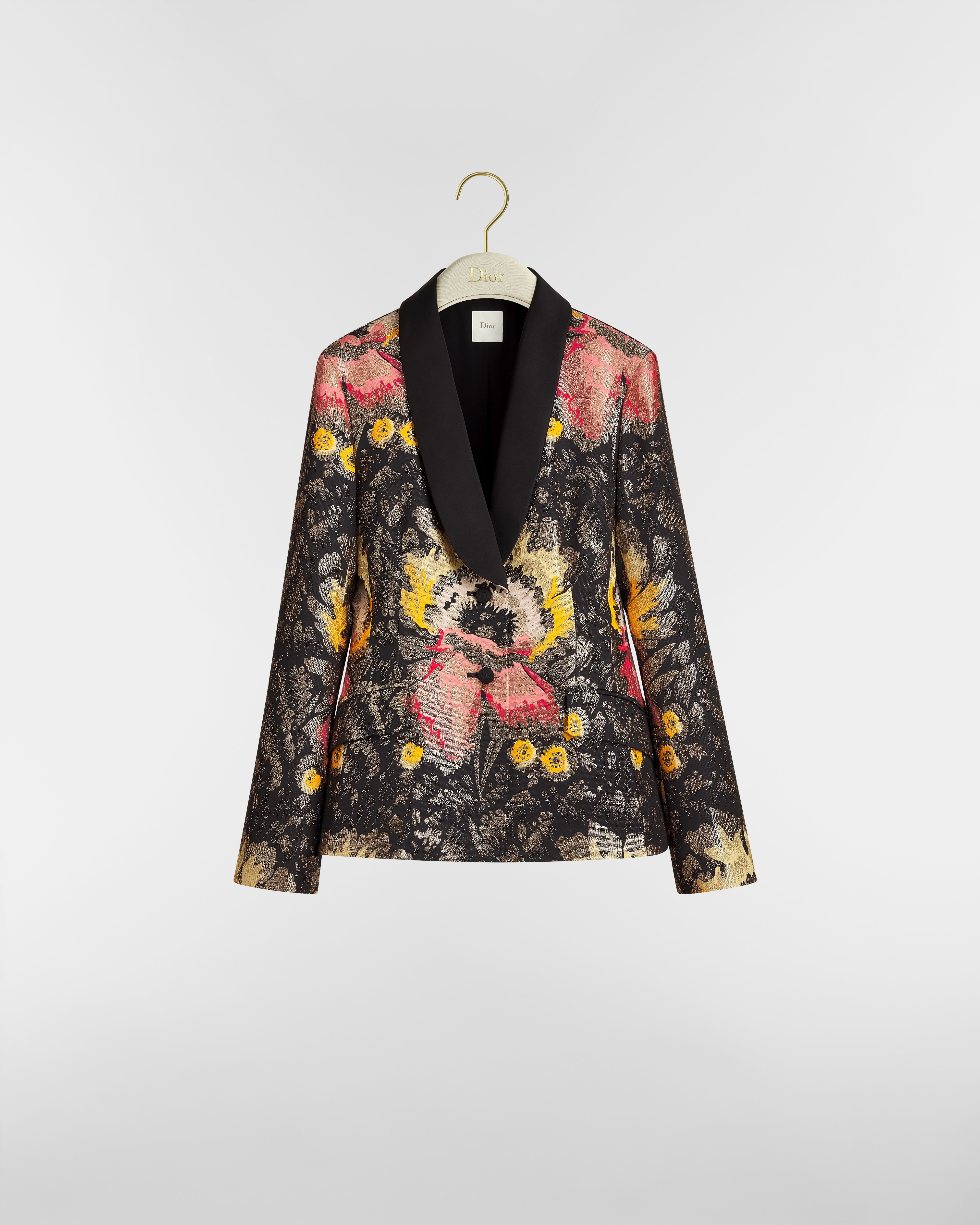 Veste Bar Jacquard de laine vierge et soie mélangés à motif Dior Byzance Garden multicolore E01