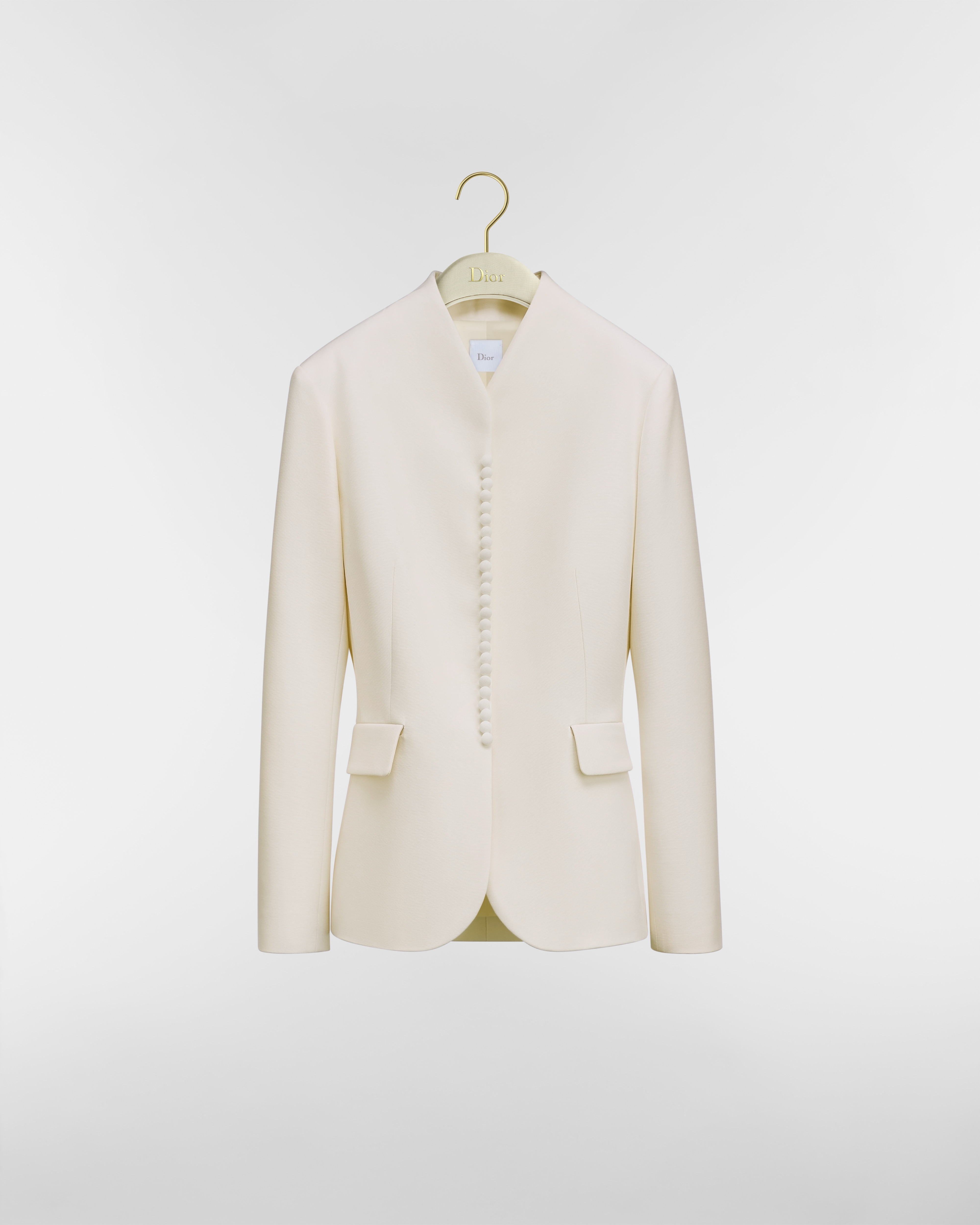 Bar Jacket White Wool and Silk E01