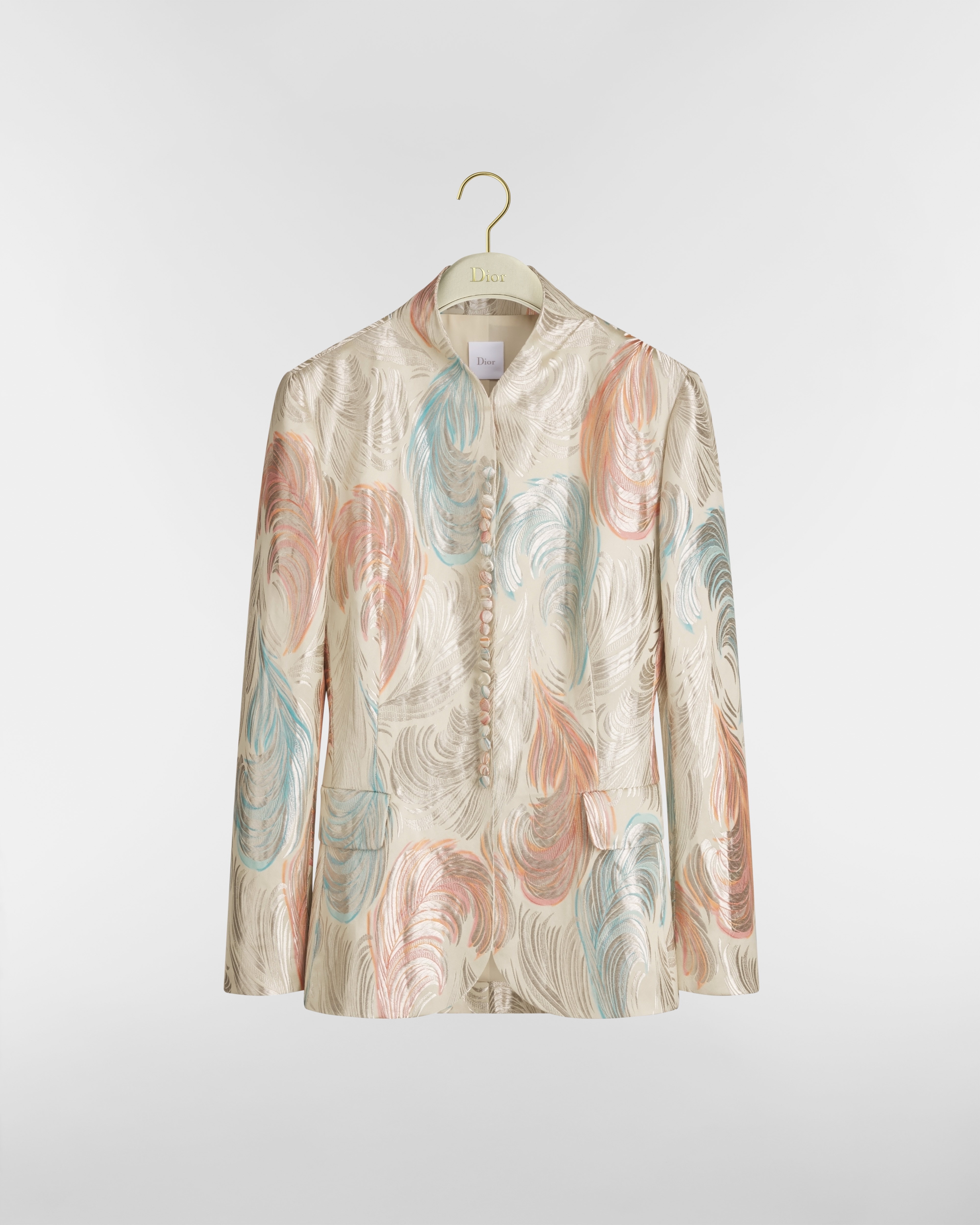 Bar Jacket Multicolor Dior Byzance Feathers Metallic Jacquard E01